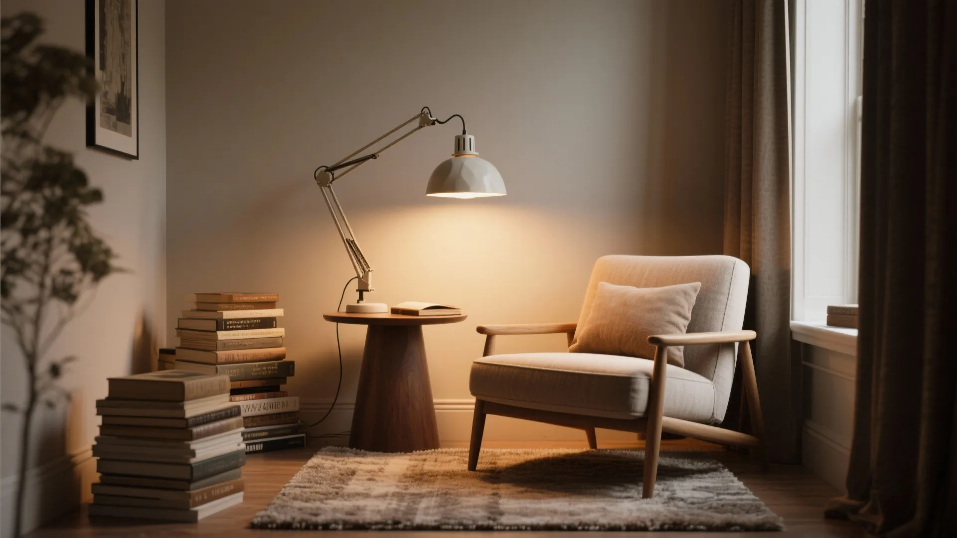 3. Reading Nook with Adjustable Swing Arm Pendants