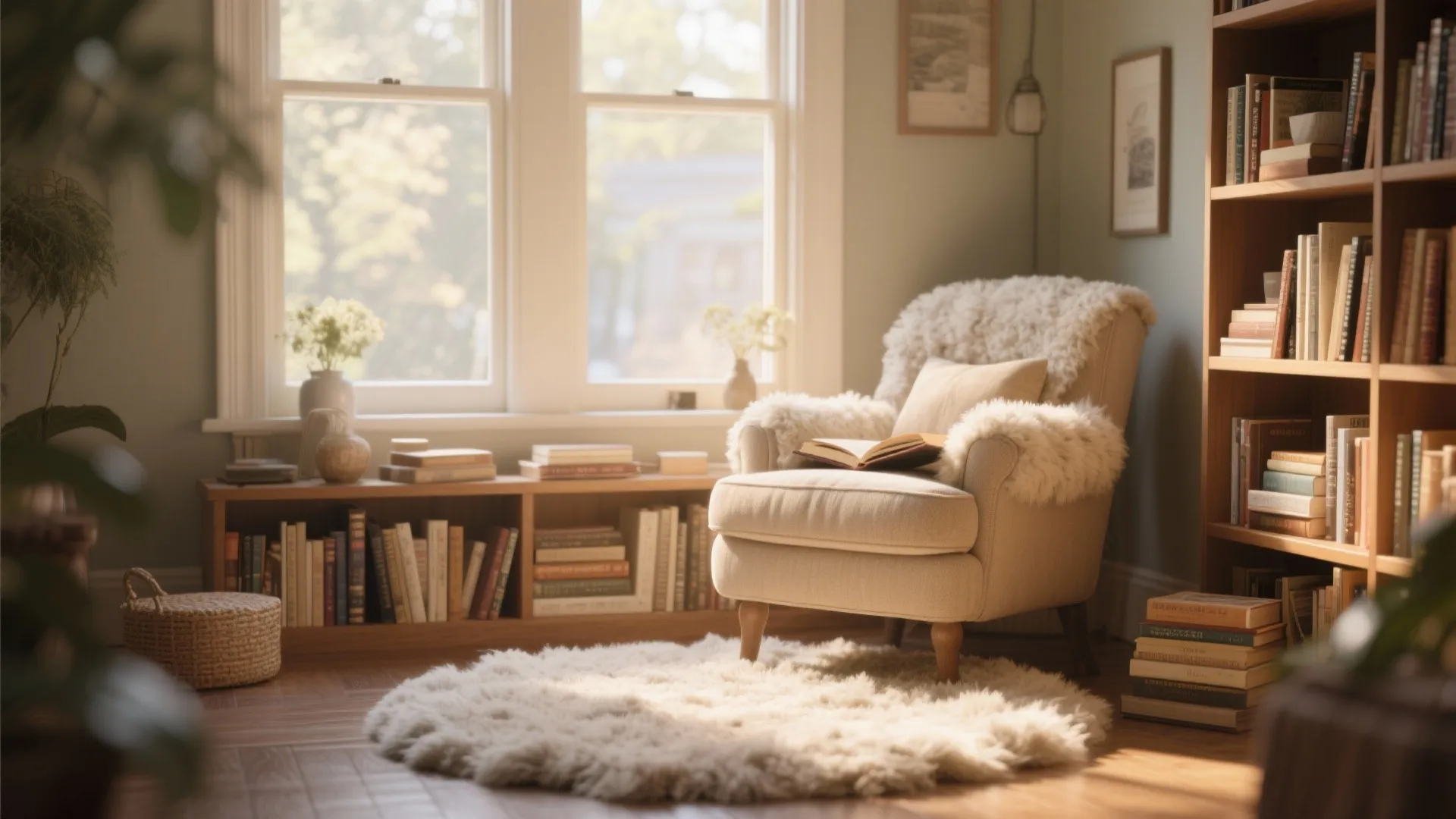 9. Round Rug in a Reading Nook