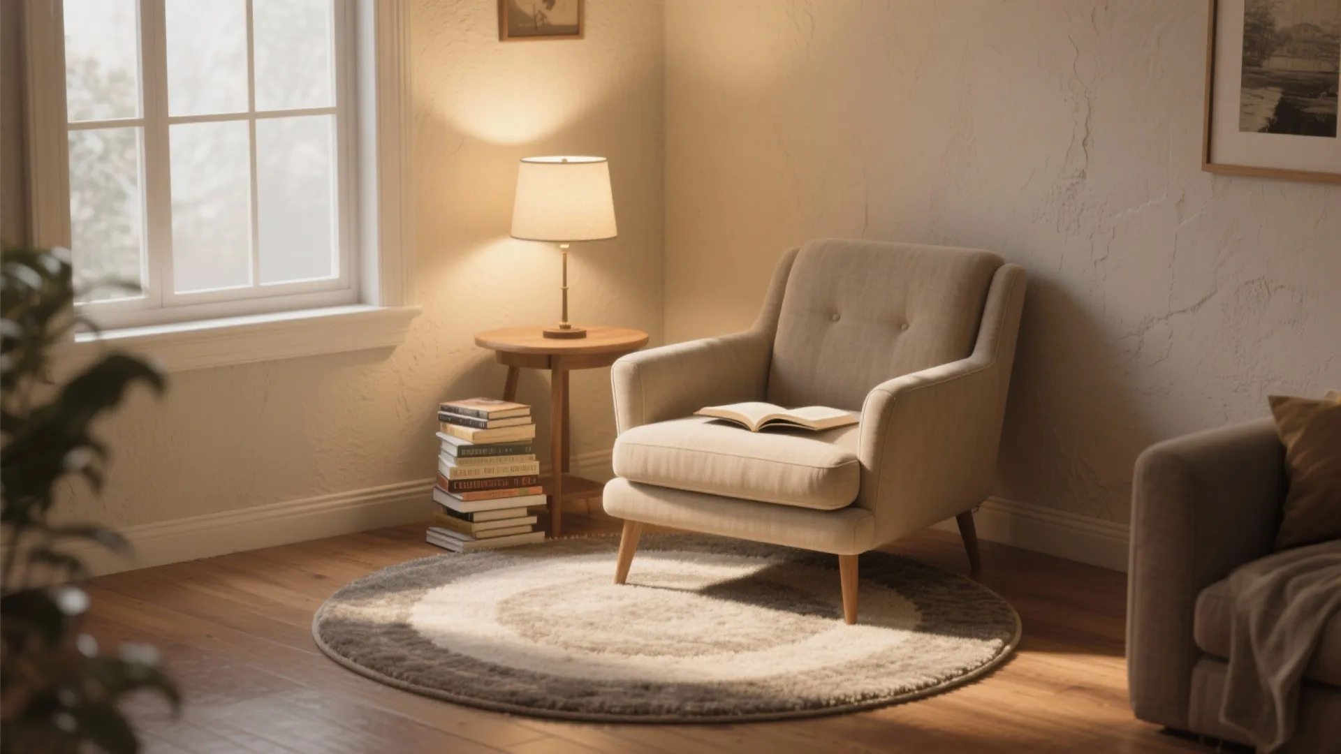 2. Use a small rug to define a reading nook