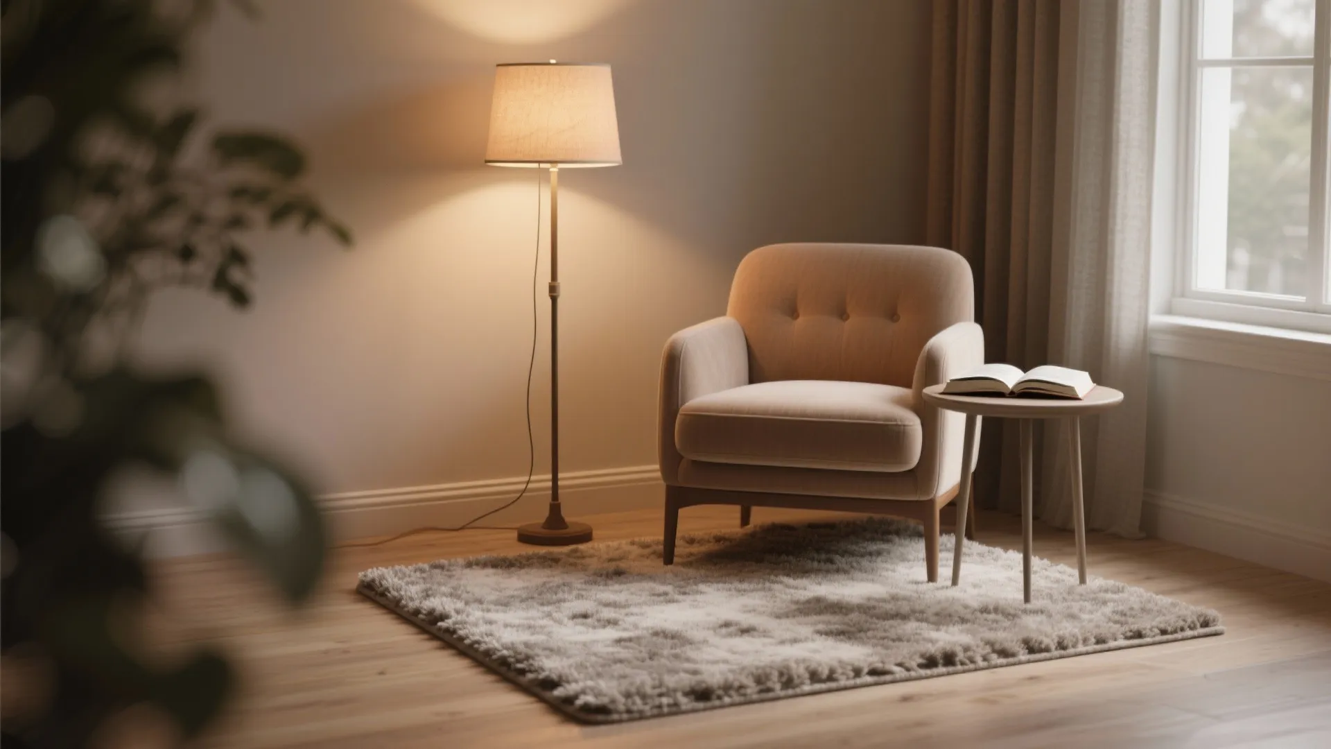 5. Create a Mini Reading Nook with a Square Rug