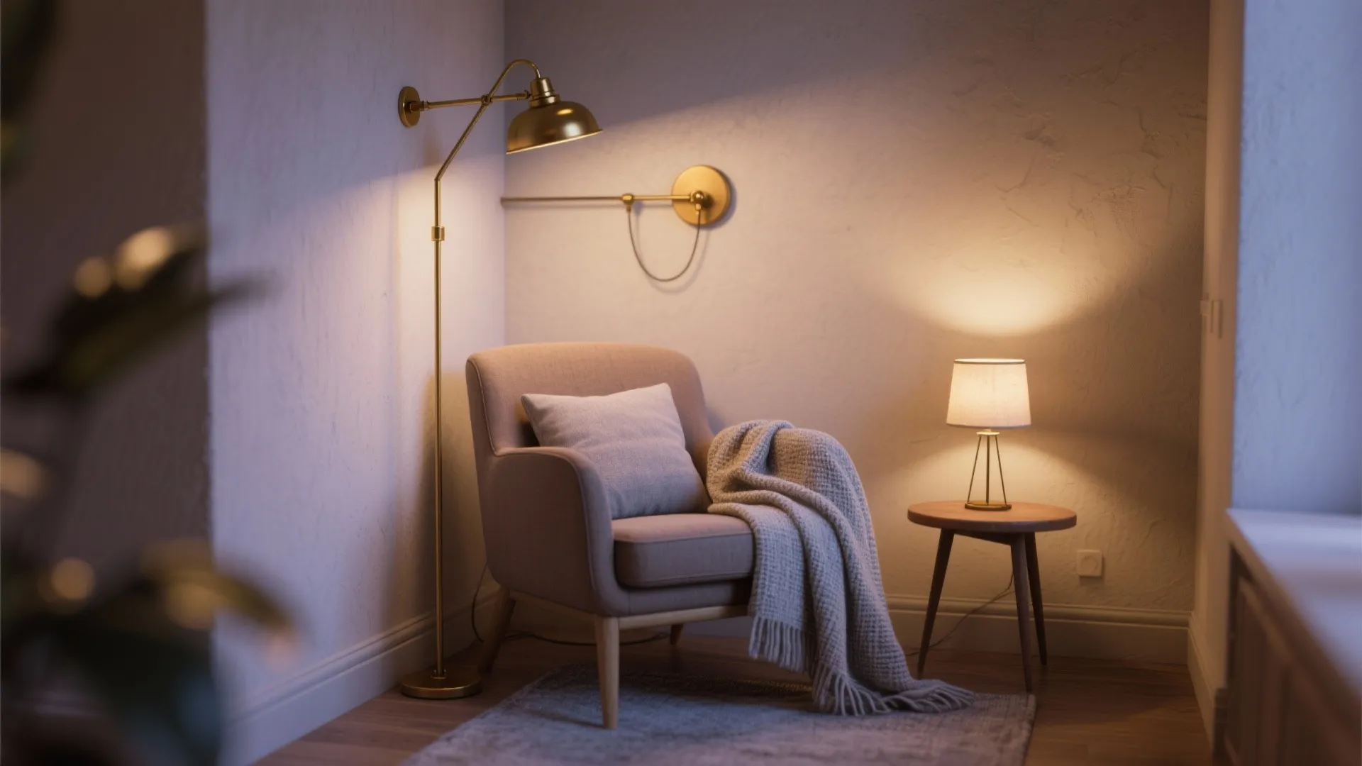5. Cozy reading nook with layered lighting
