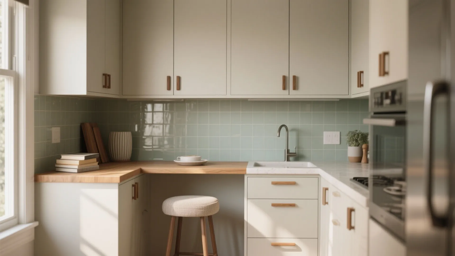 Warm wood accents that echo a classic reading room