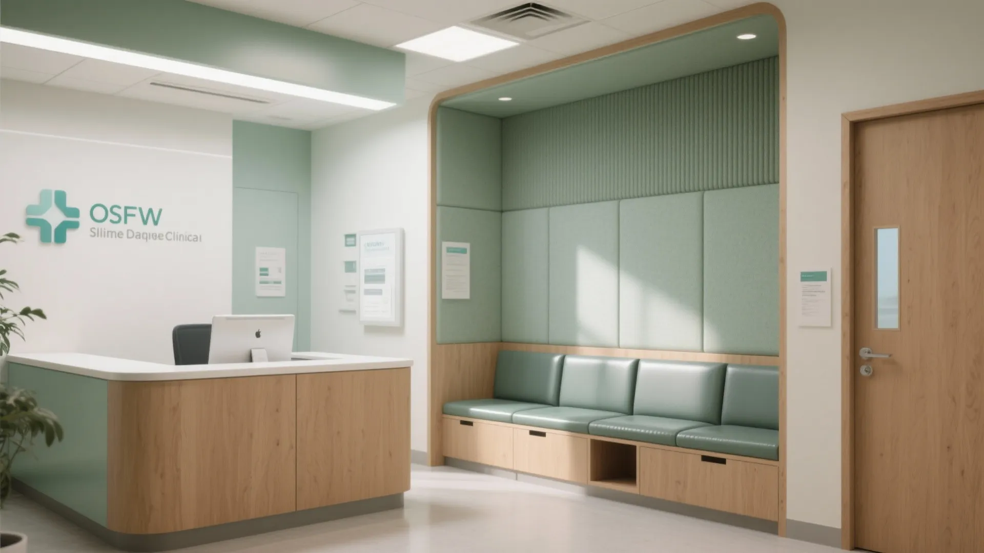 1. Flexible reception + discreet waiting nook