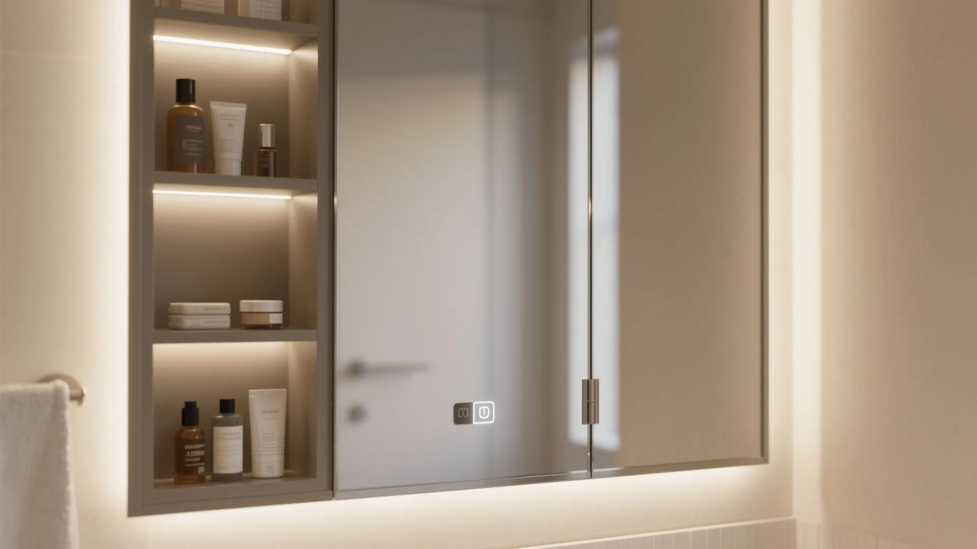 Recessed Storage Behind the Mirror