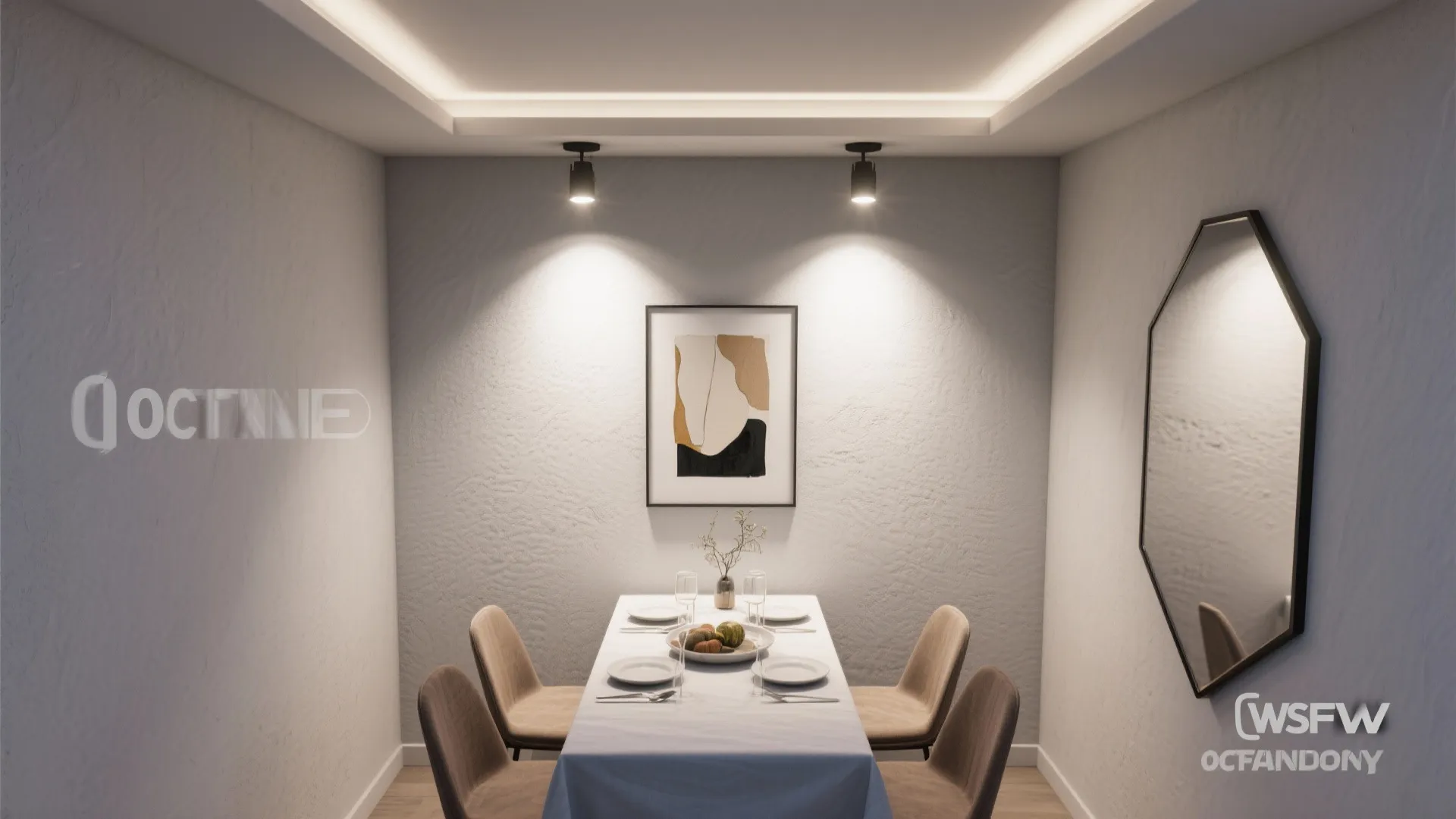 4. Recessed Lighting with Accent Spots