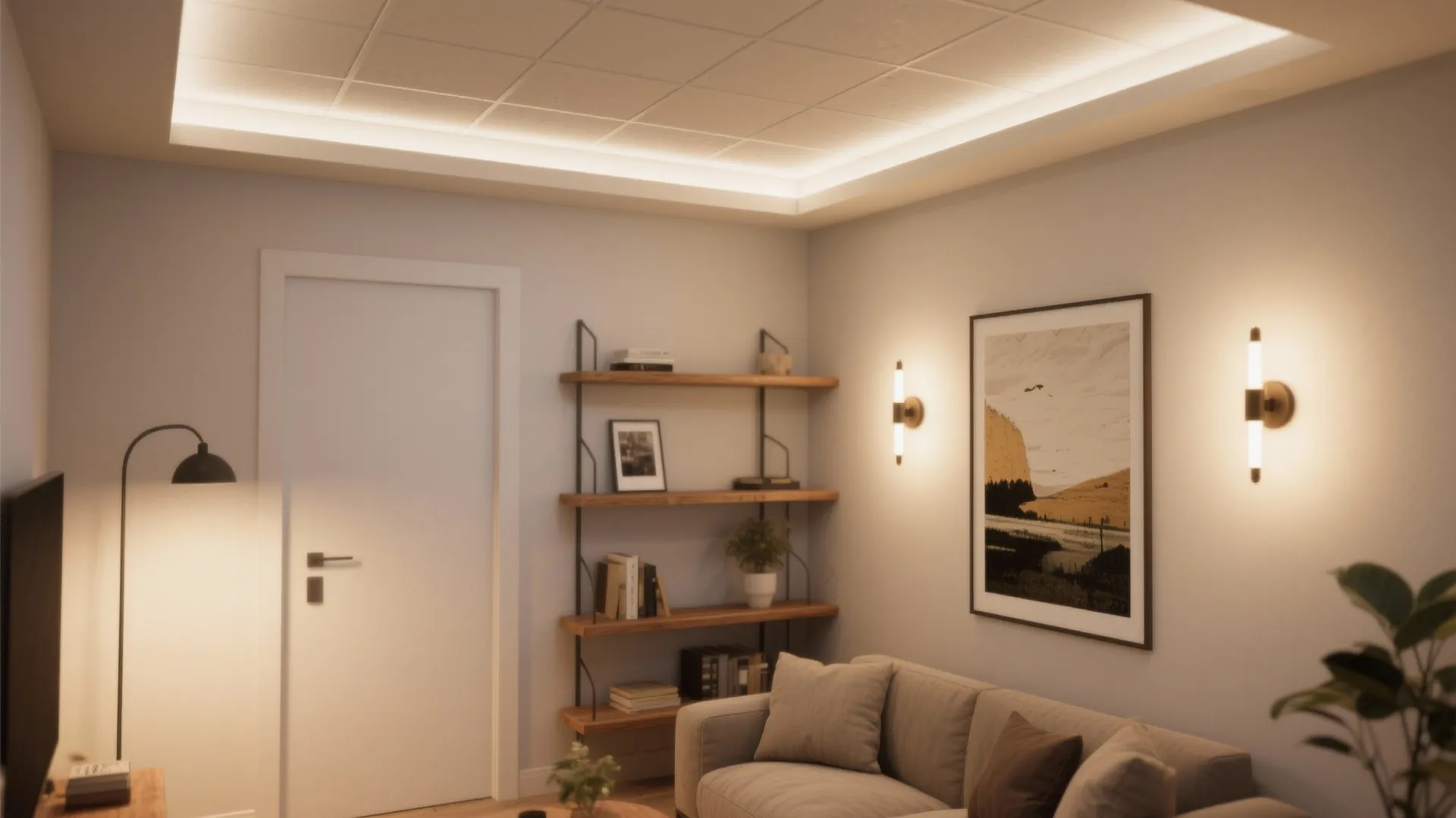 1. Layered Lighting with Recessed and Accent Fixtures
