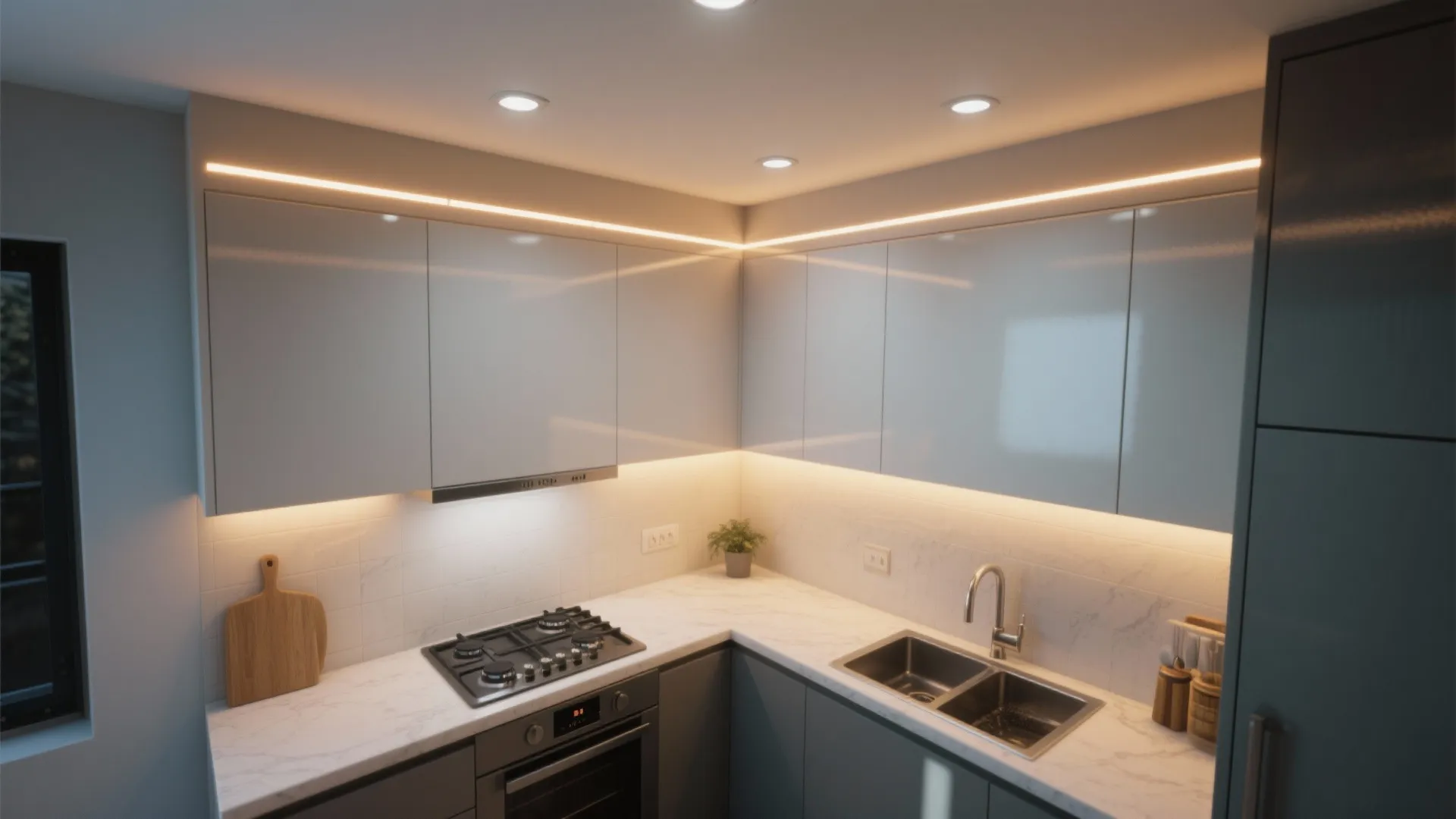 H2: Recessed Lighting with Layered Accent LEDs