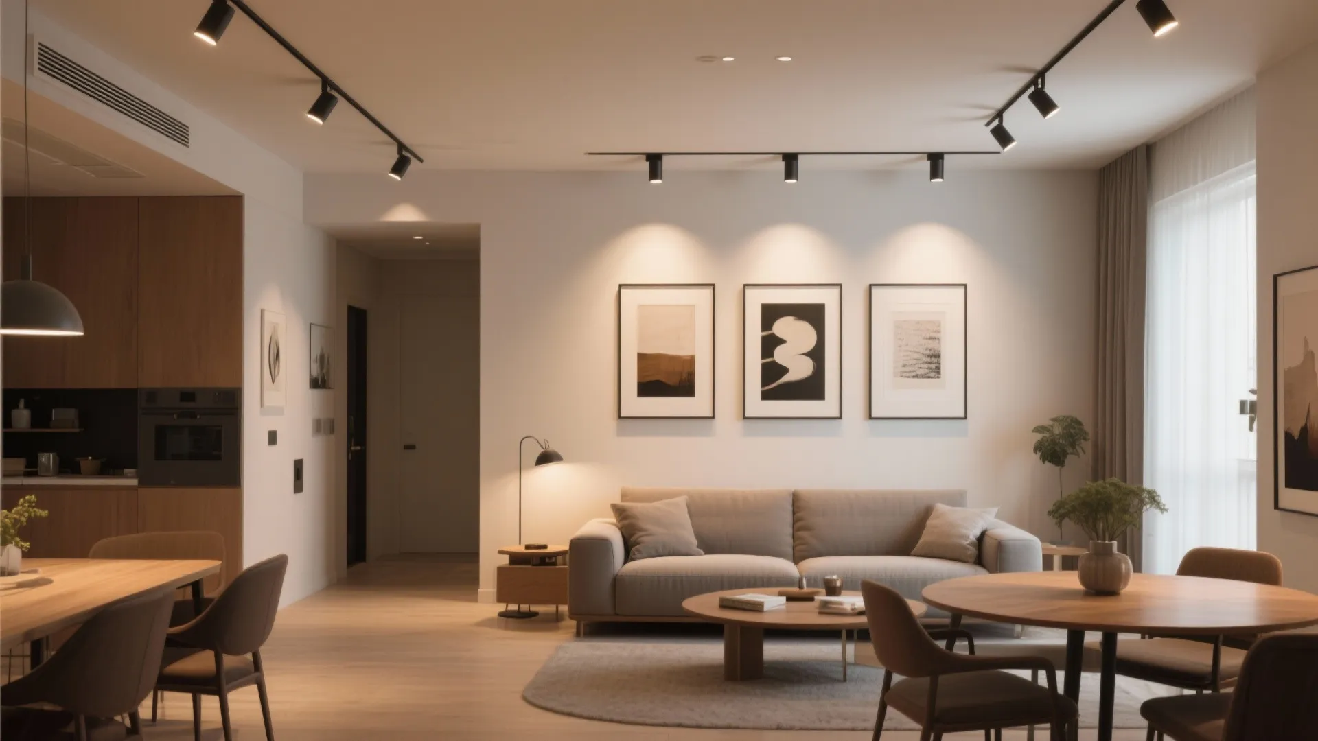 3. Recessed accent lights for a clean ceiling