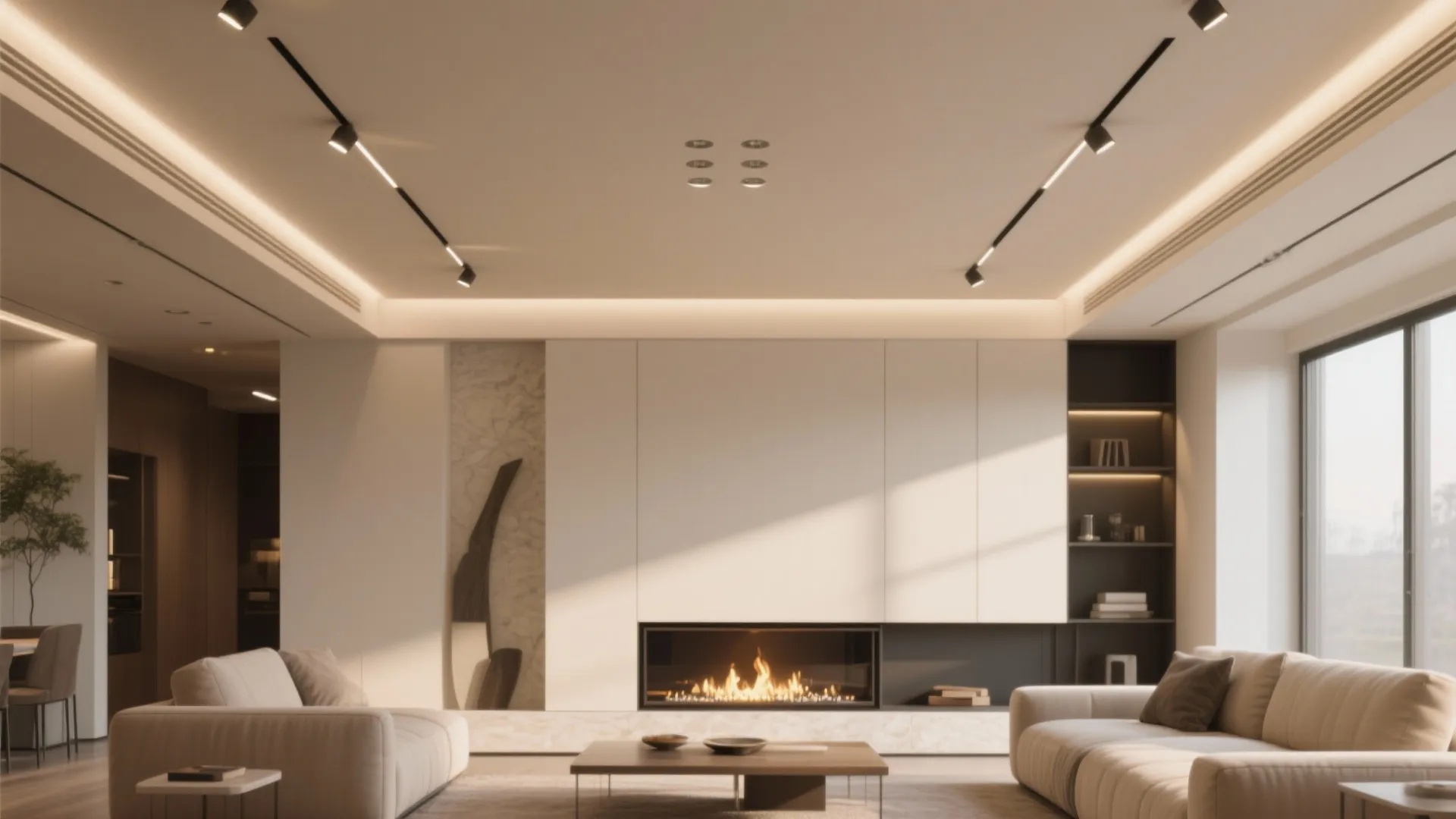 3. Recessed Lighting with Accent Spots