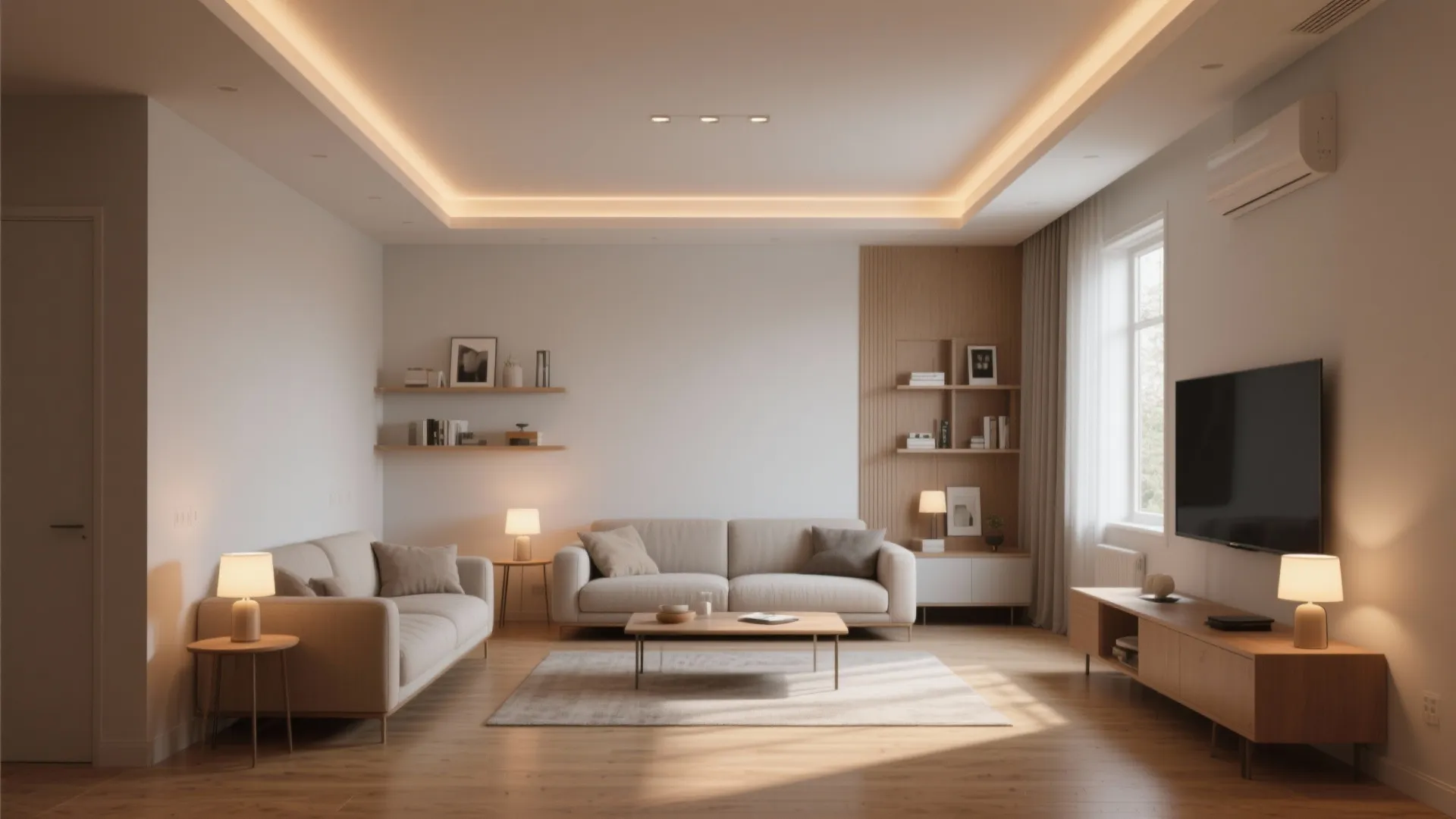 2. Recessed lighting with adjustable trims