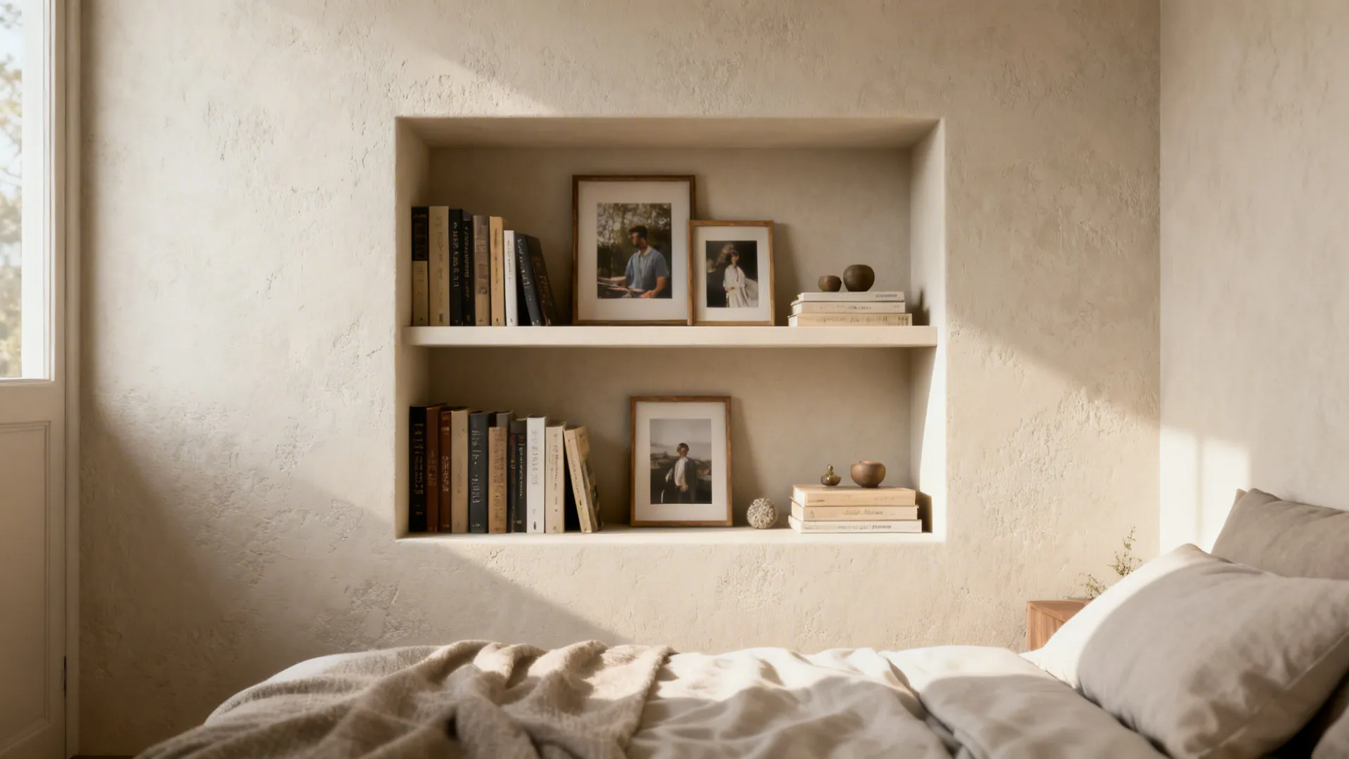 3. Recessed (built‑in) shelves in alcoves