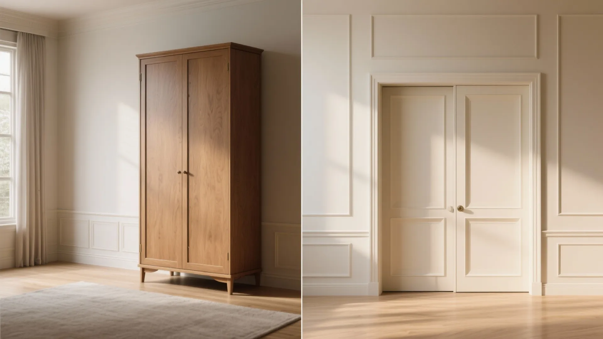 5. Recessed armoire illusion: paint and pocket doors