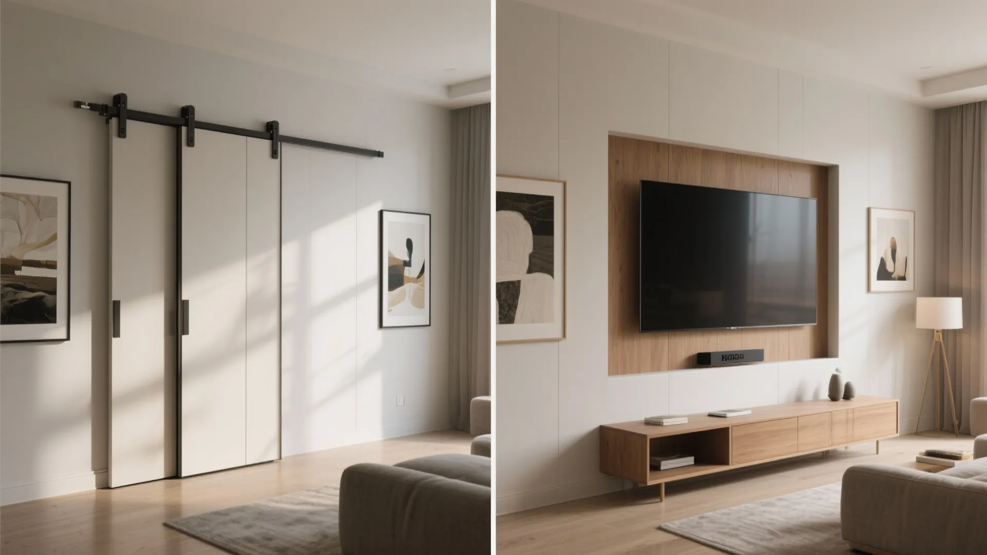 3) Recessed Screen and a Sliding Art Panel