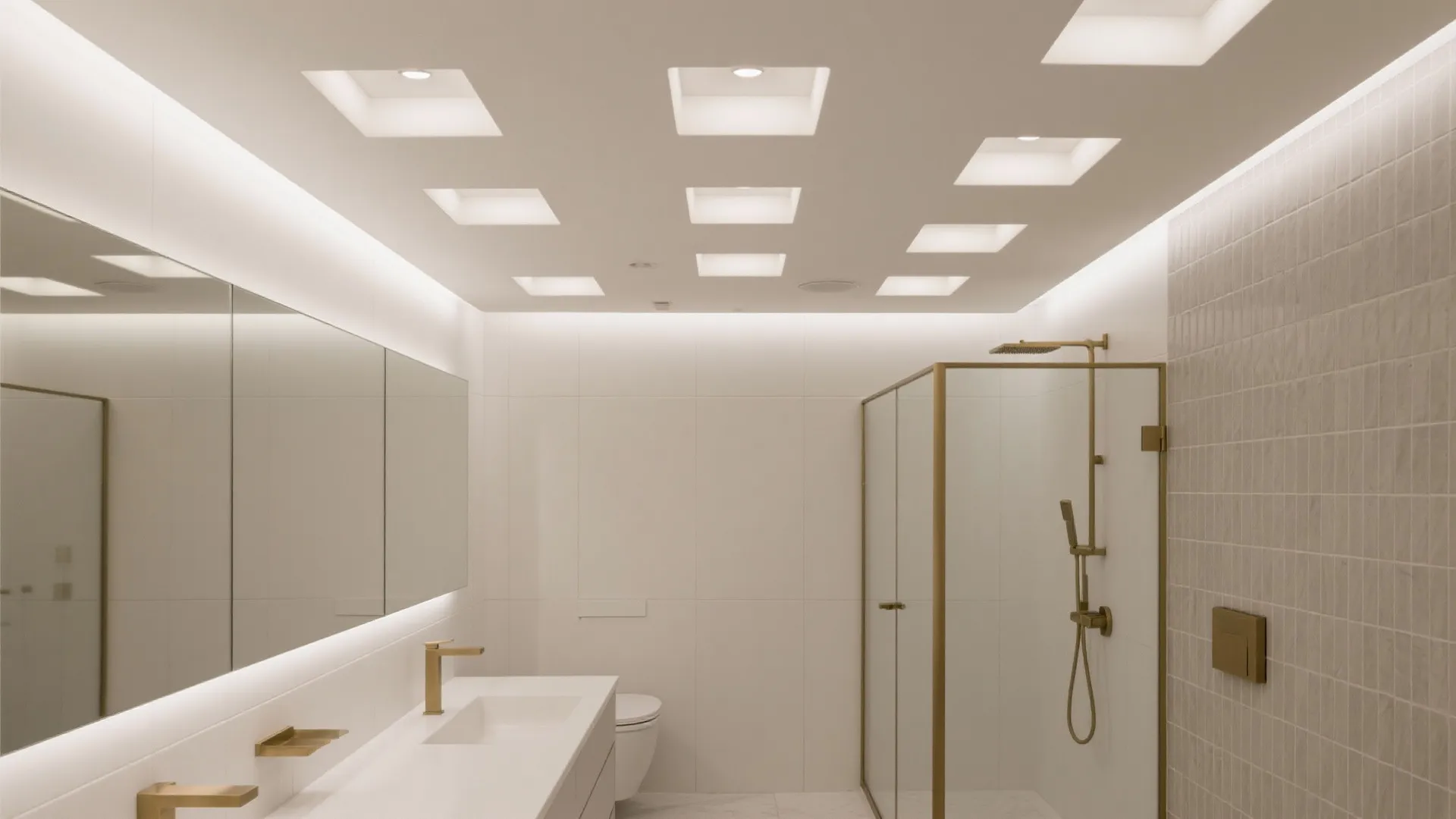 Glare-free recessed layout for small bathrooms
