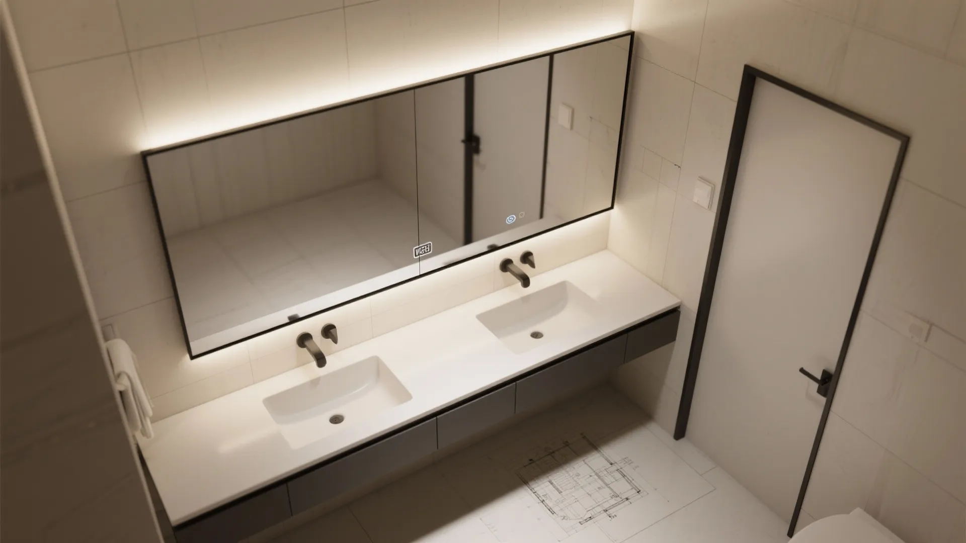 4. Recessed wash light with black trim for minimalist style