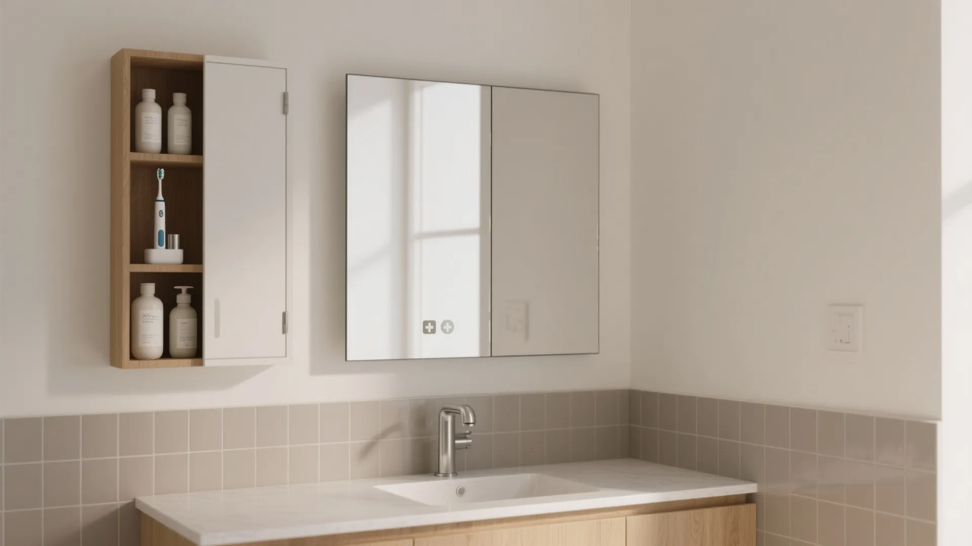 Recessed Medicine-Cabinet Mirror (Flush-Mount Look)