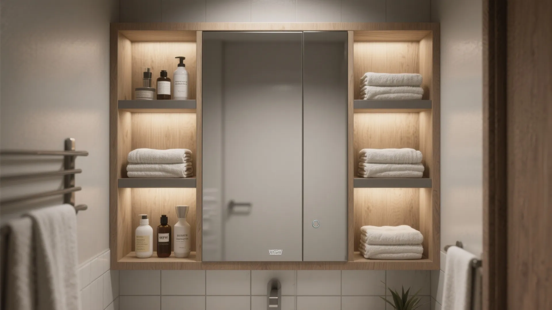 3. Vertical storage and recessed cabinets