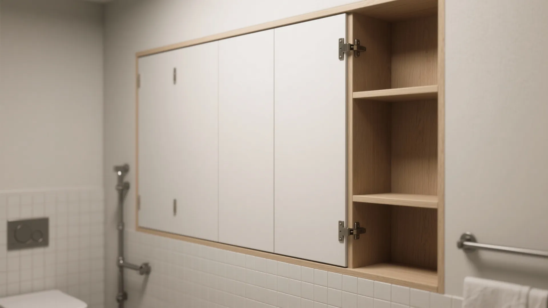 4. Built-in recessed cabinets inside the wall cavity