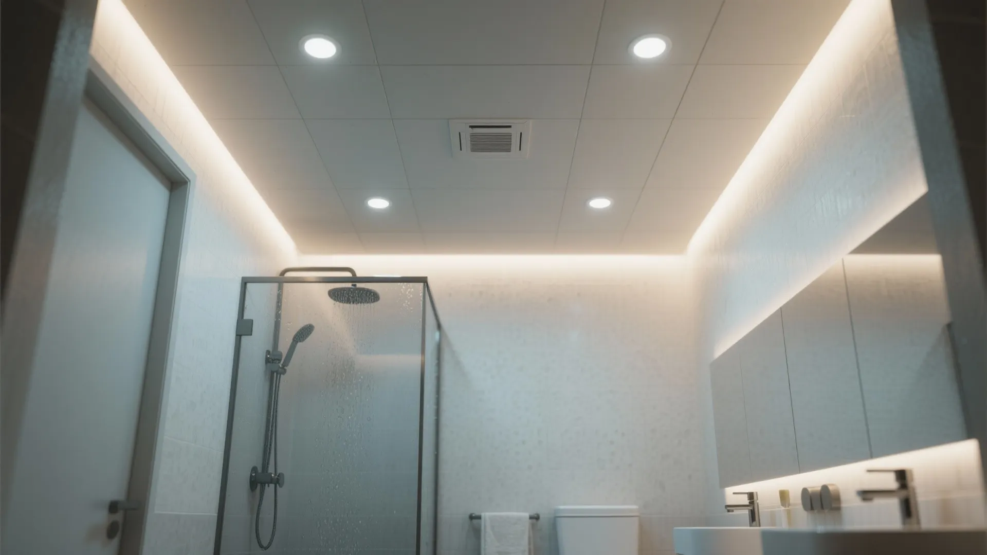 2. Recessed Ceiling Lights with Damp-Rated Trim