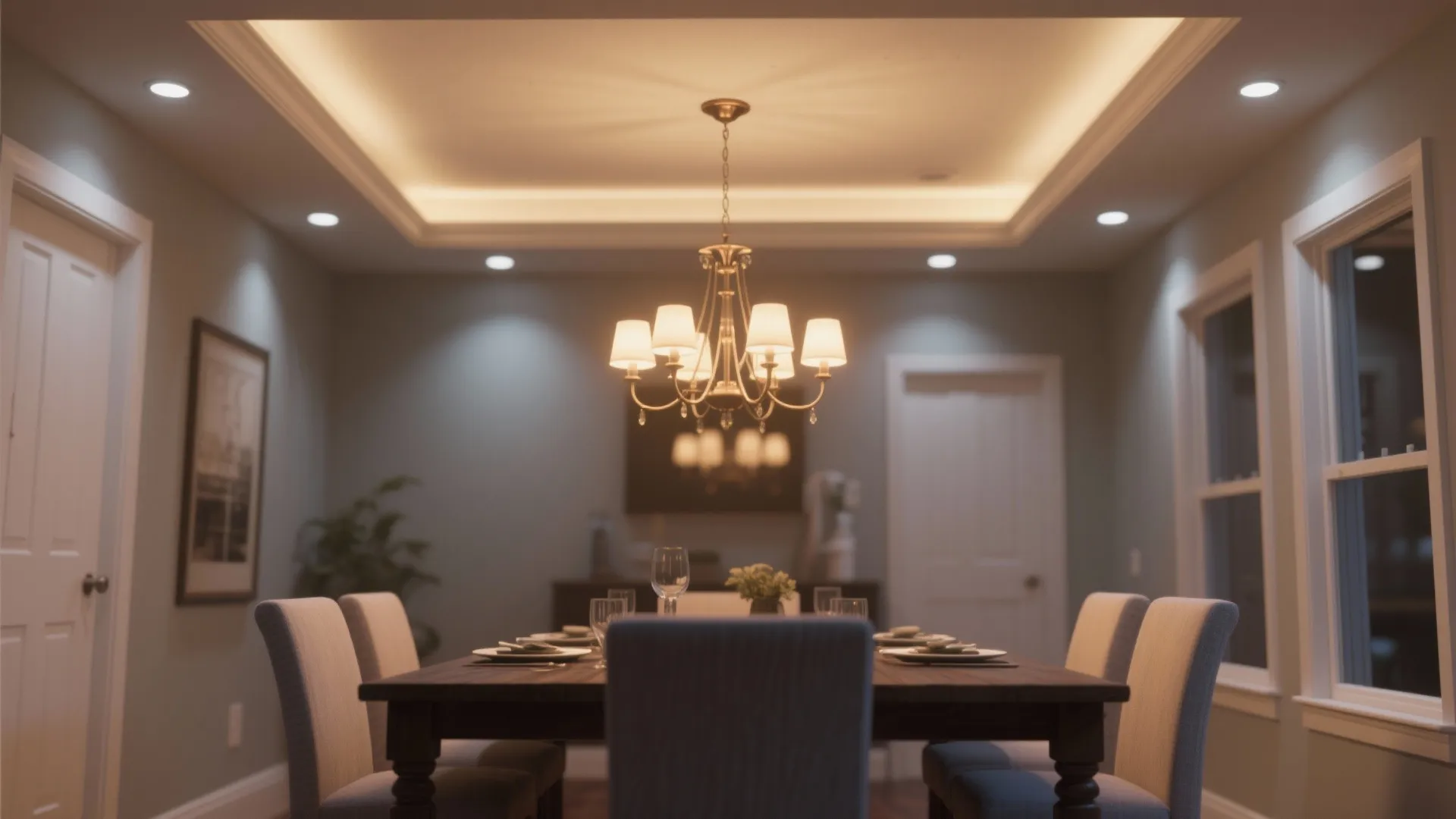 5. Recessed + Accent Chandelier Combo