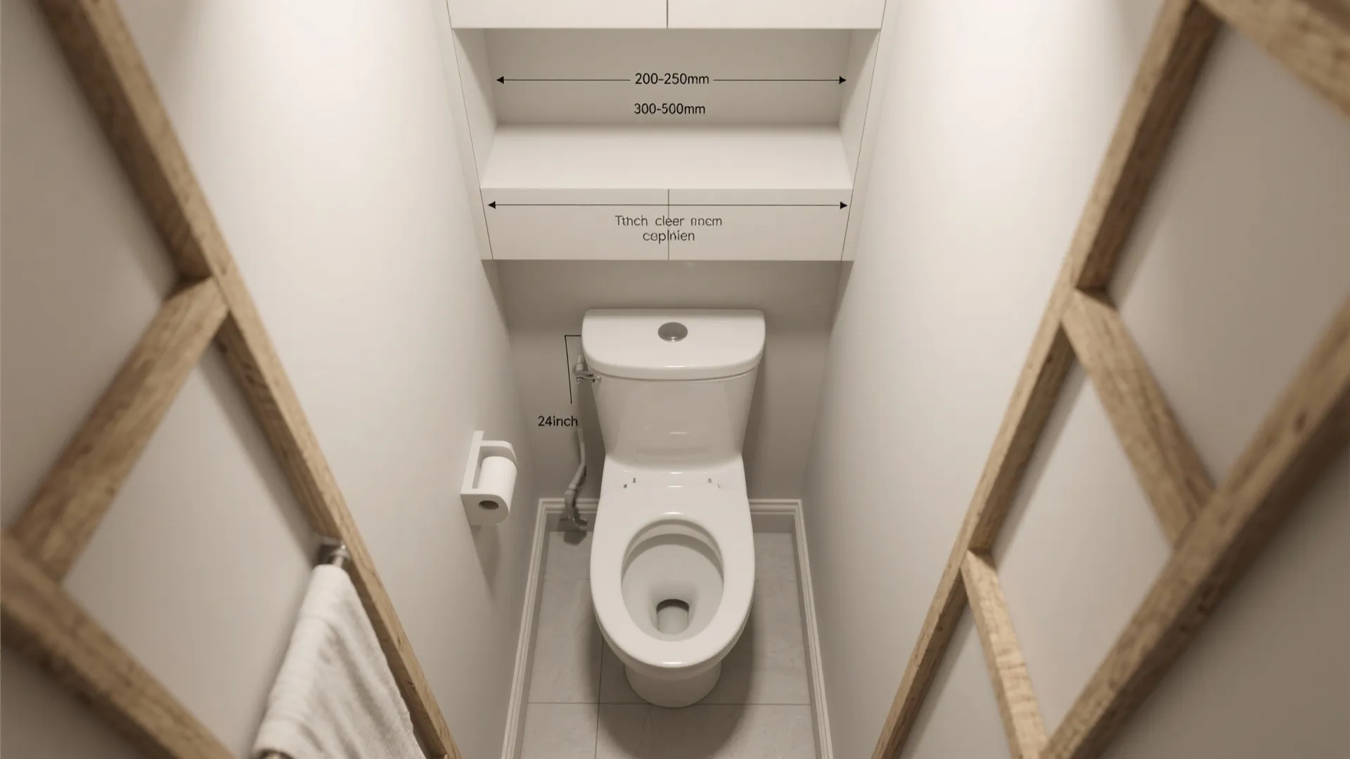 Shallow recessed cabinet over the toilet