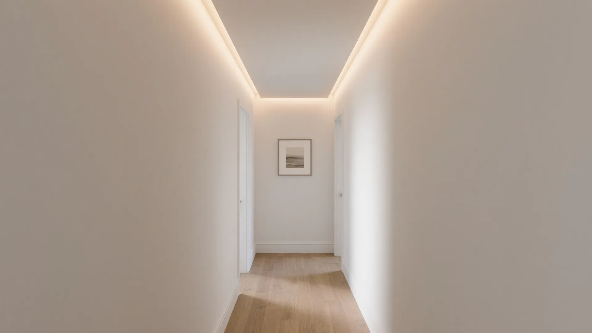 Minimal recessed panels with cove lighting