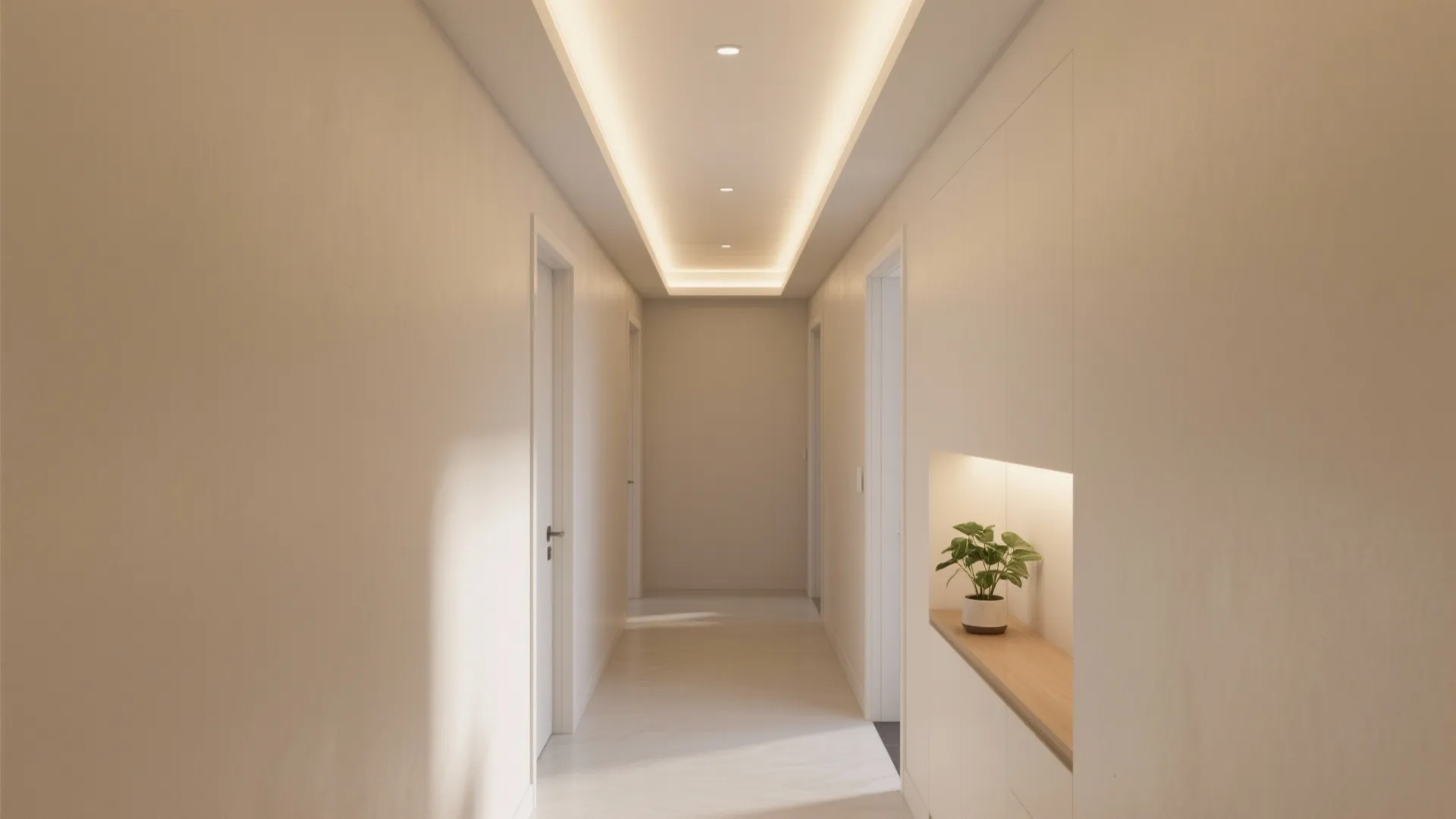 Minimalist recessed ceiling with cove lighting