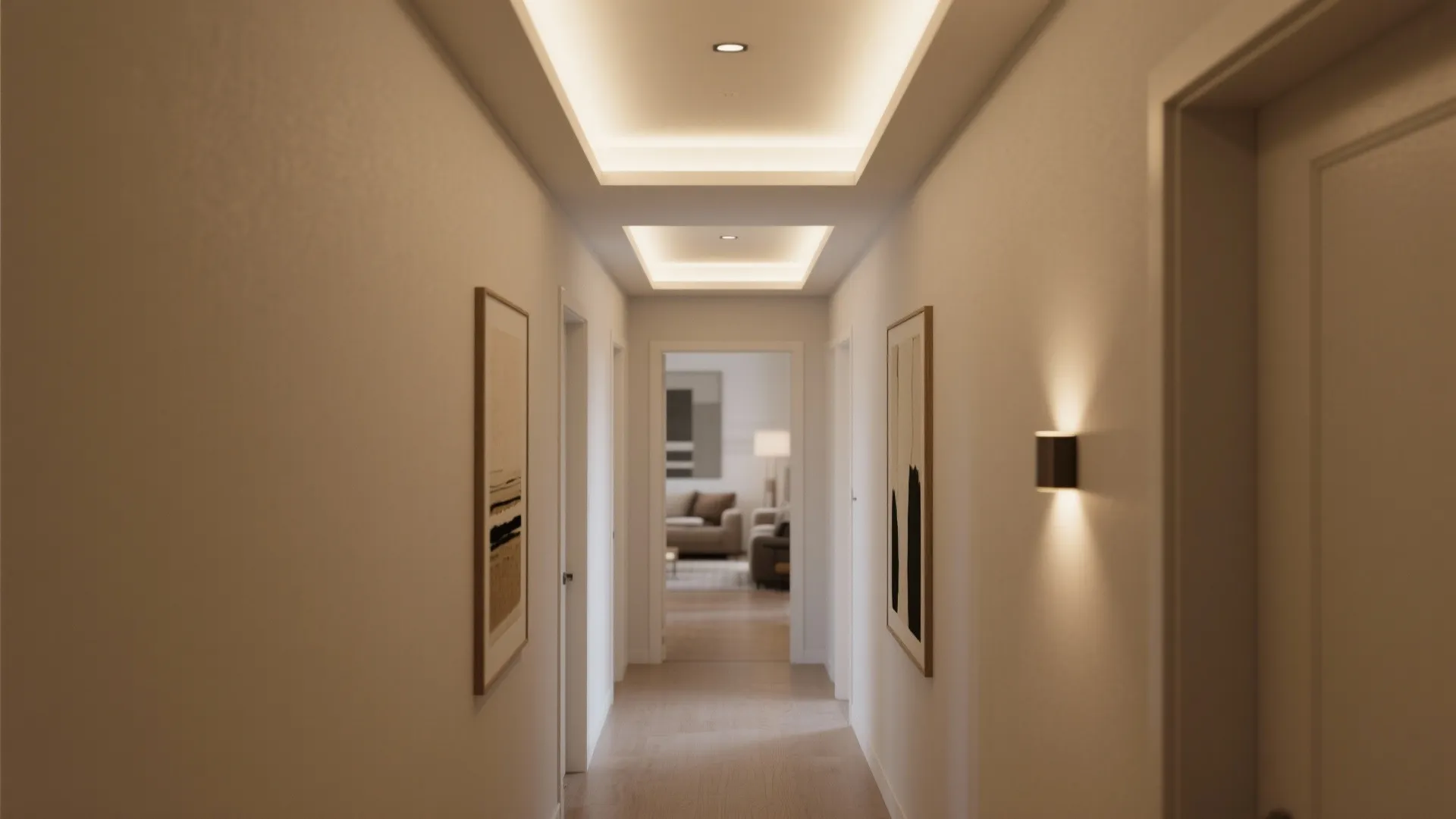 Recessed Panel Ceiling with Slim Cove Lighting