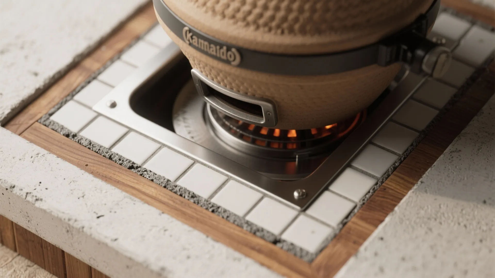 3) Compact prep counter with a recessed, heatproof cradle