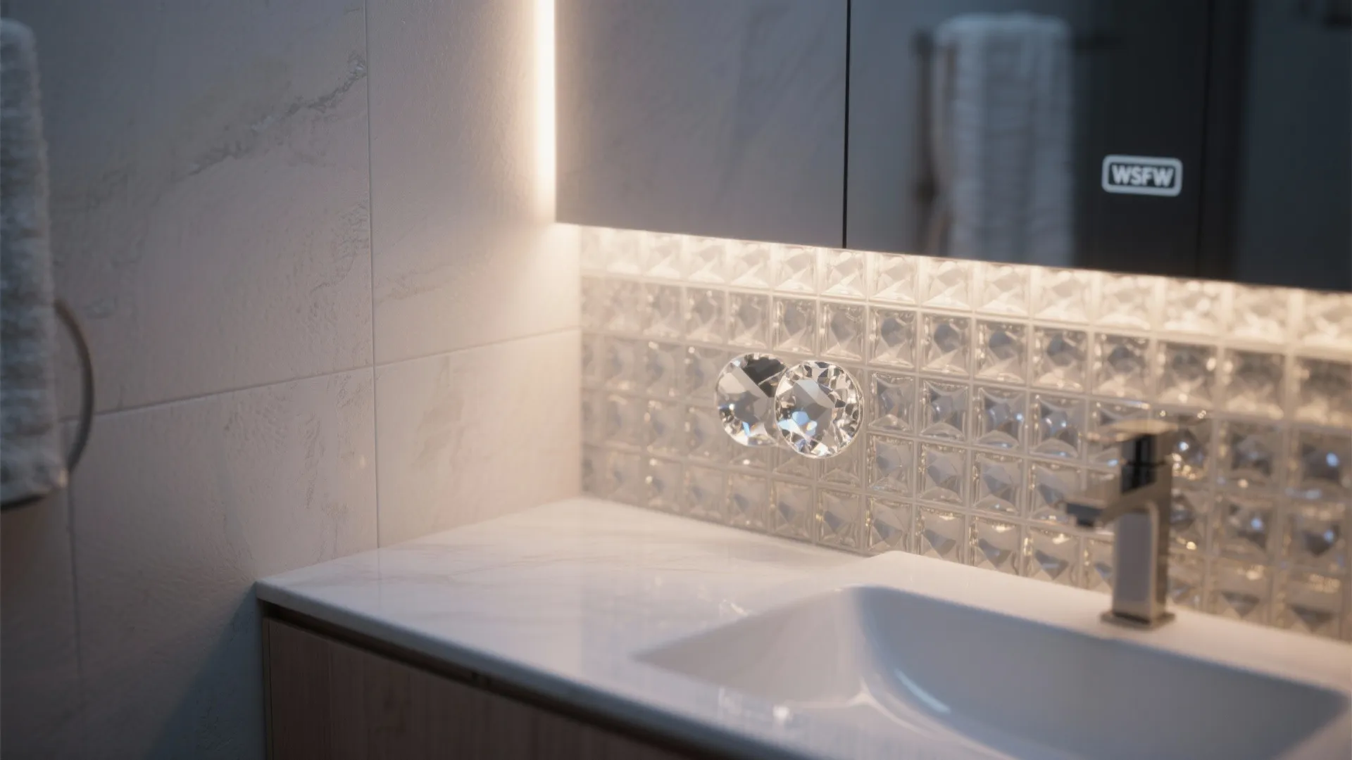 5. Recessed Crystal Wall Washers for Subtle Glam