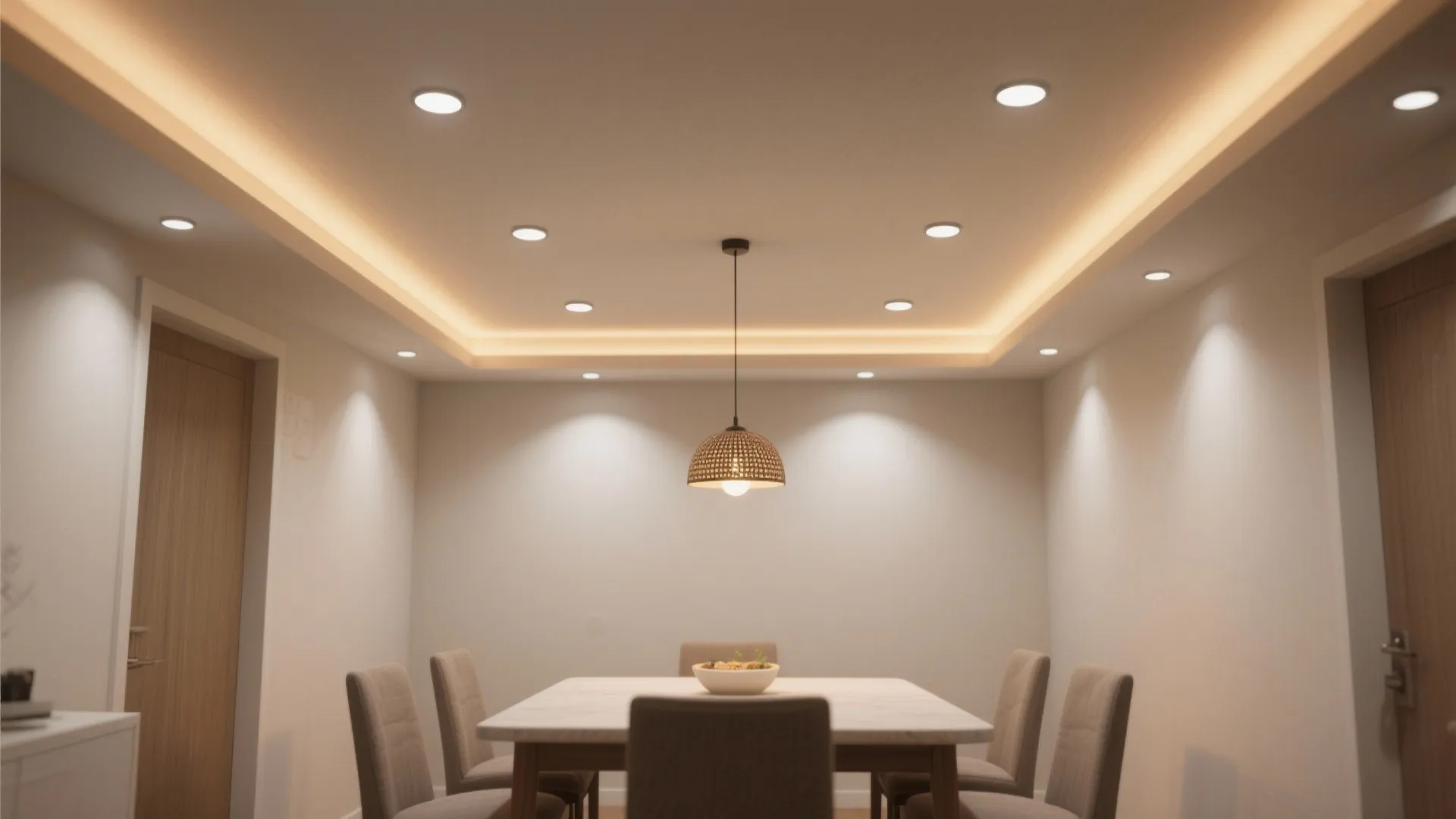 2. Recessed downlights with dimmers for flexible layers