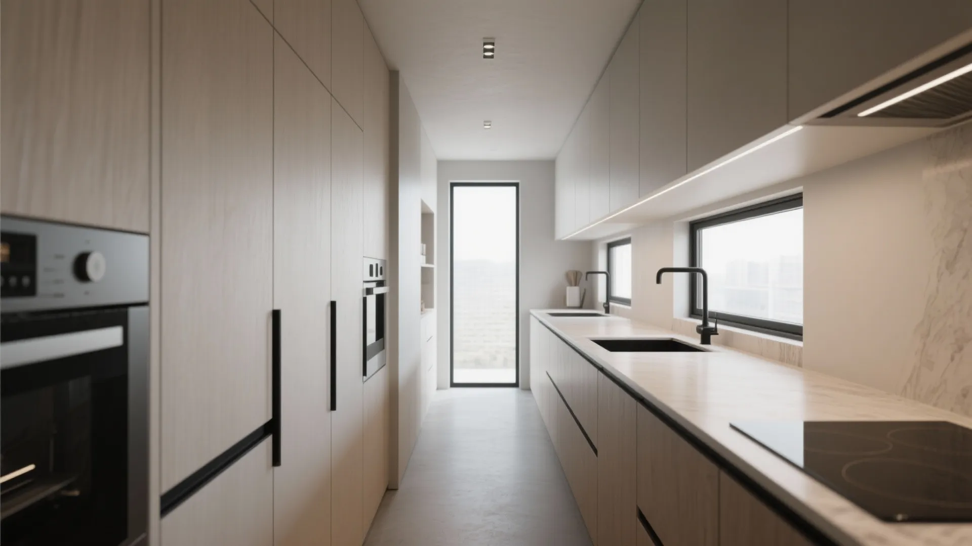 2. Recessed or edge pulls to maximize space