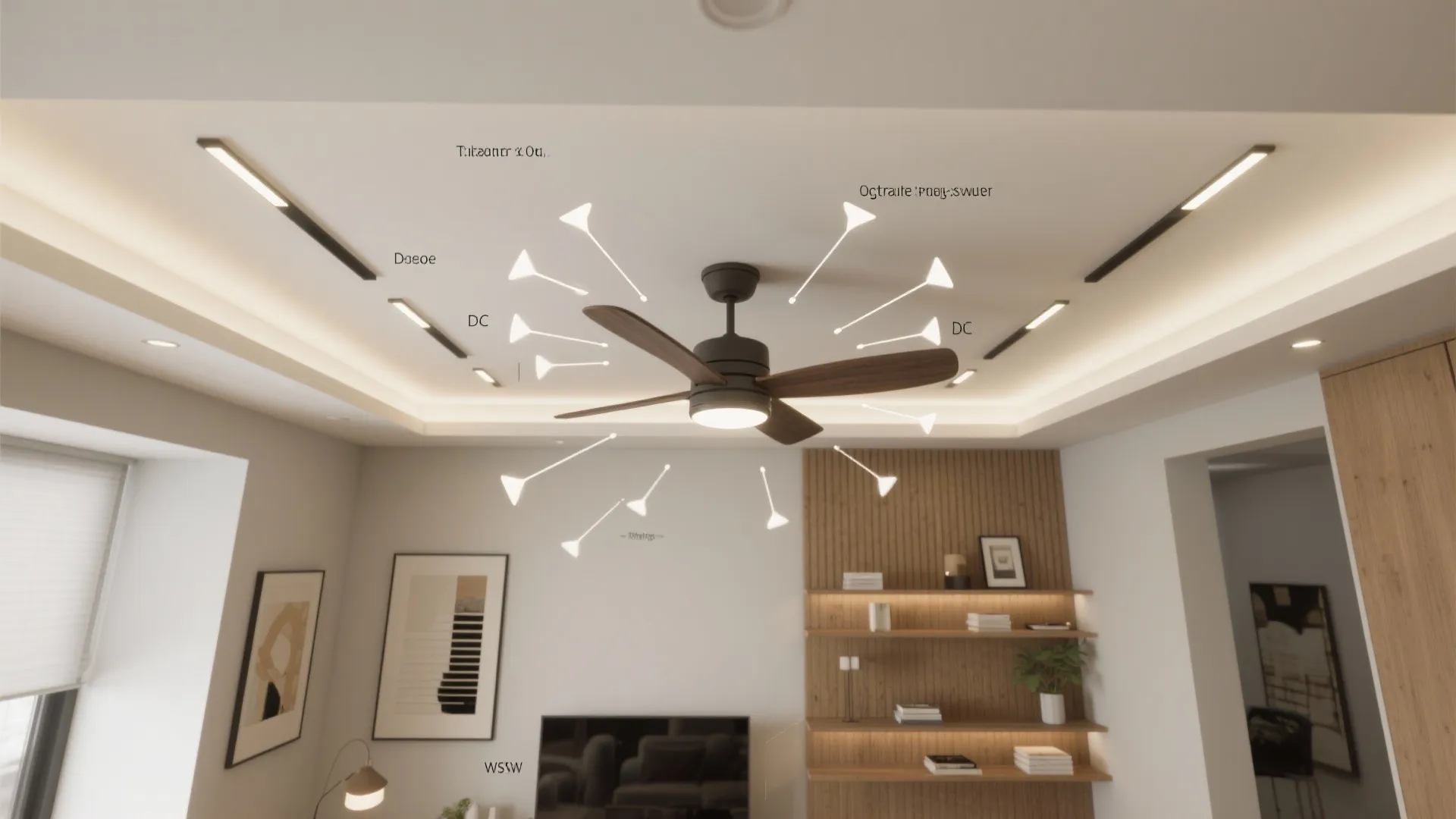 3. Recessed directional lighting plus whisper-quiet ceiling fans