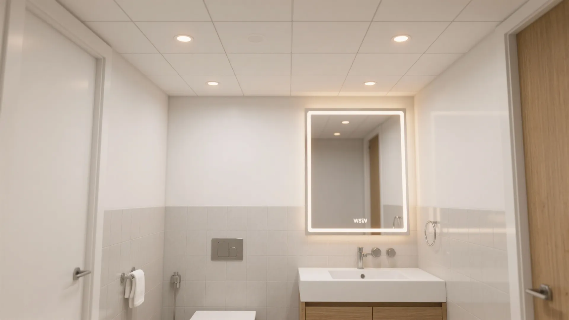 1) Low-profile recessed grid with layered dimming