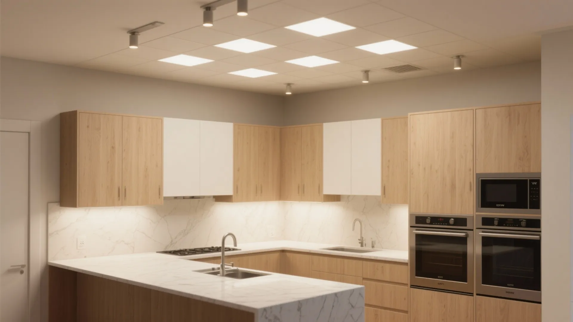Minimalist recessed grid lighting