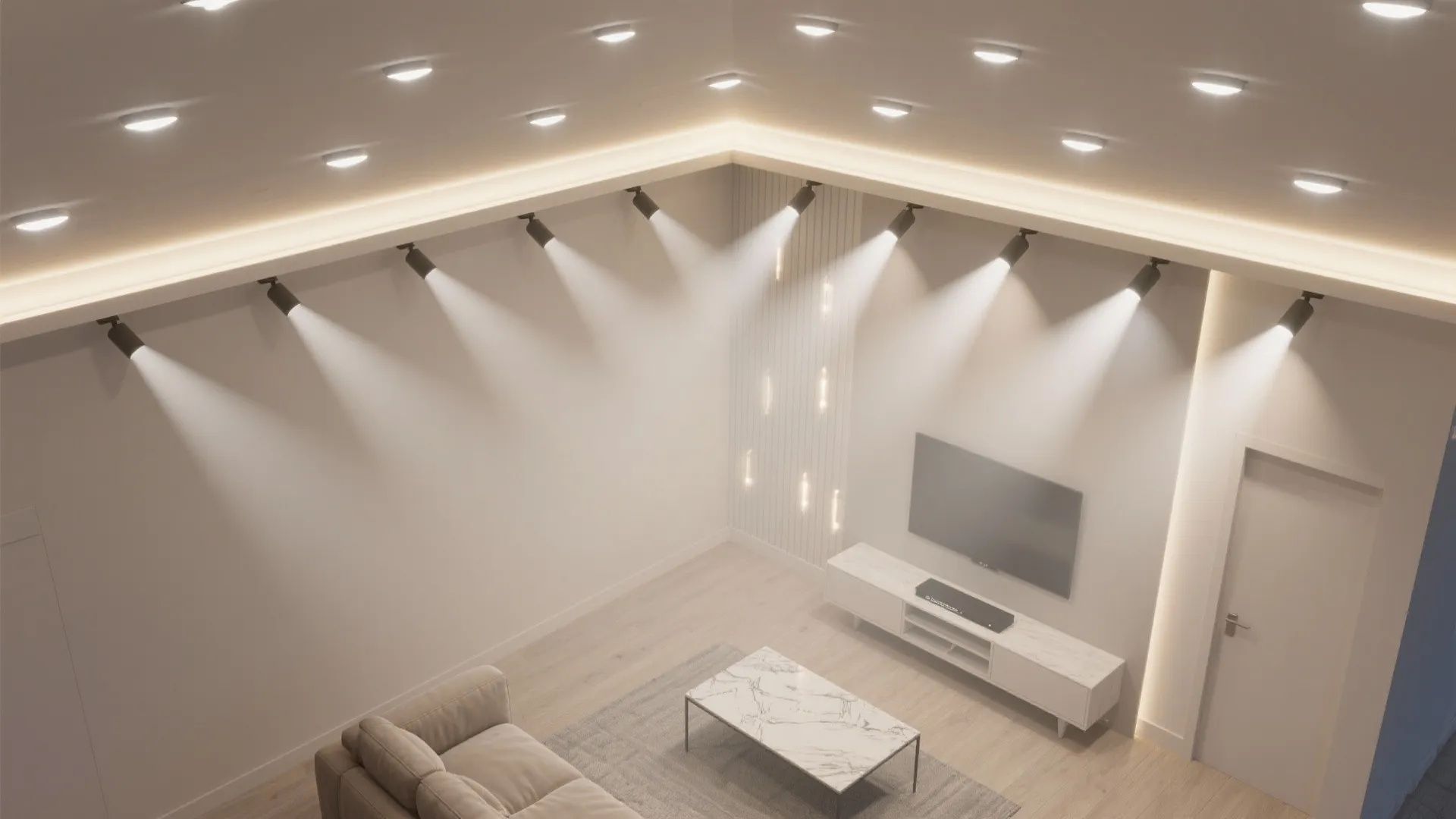 Recessed Grid + Washers to Zone the Room