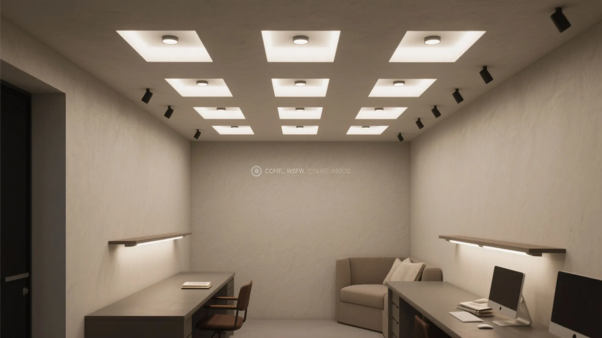 Minimal recessed grids for clean ceilings