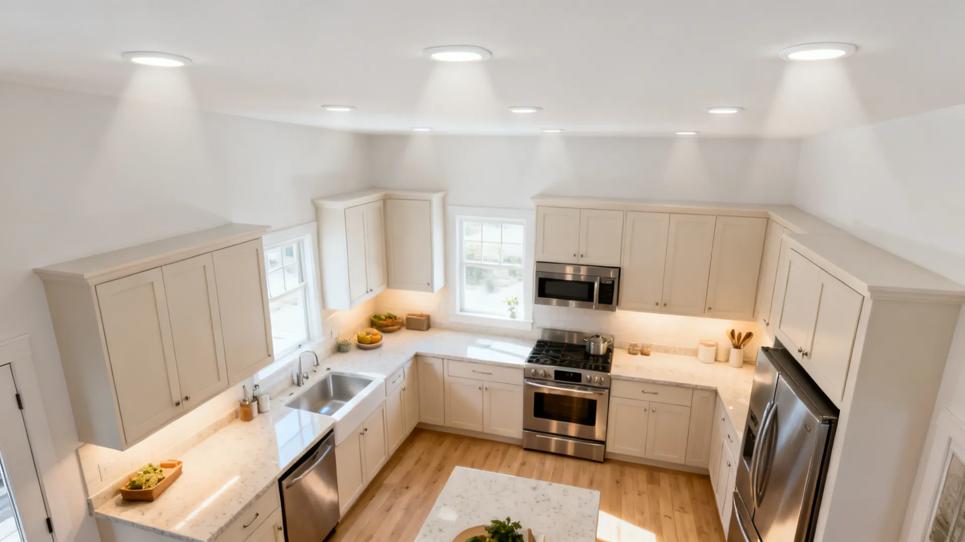 Low-profile recessed LED grid