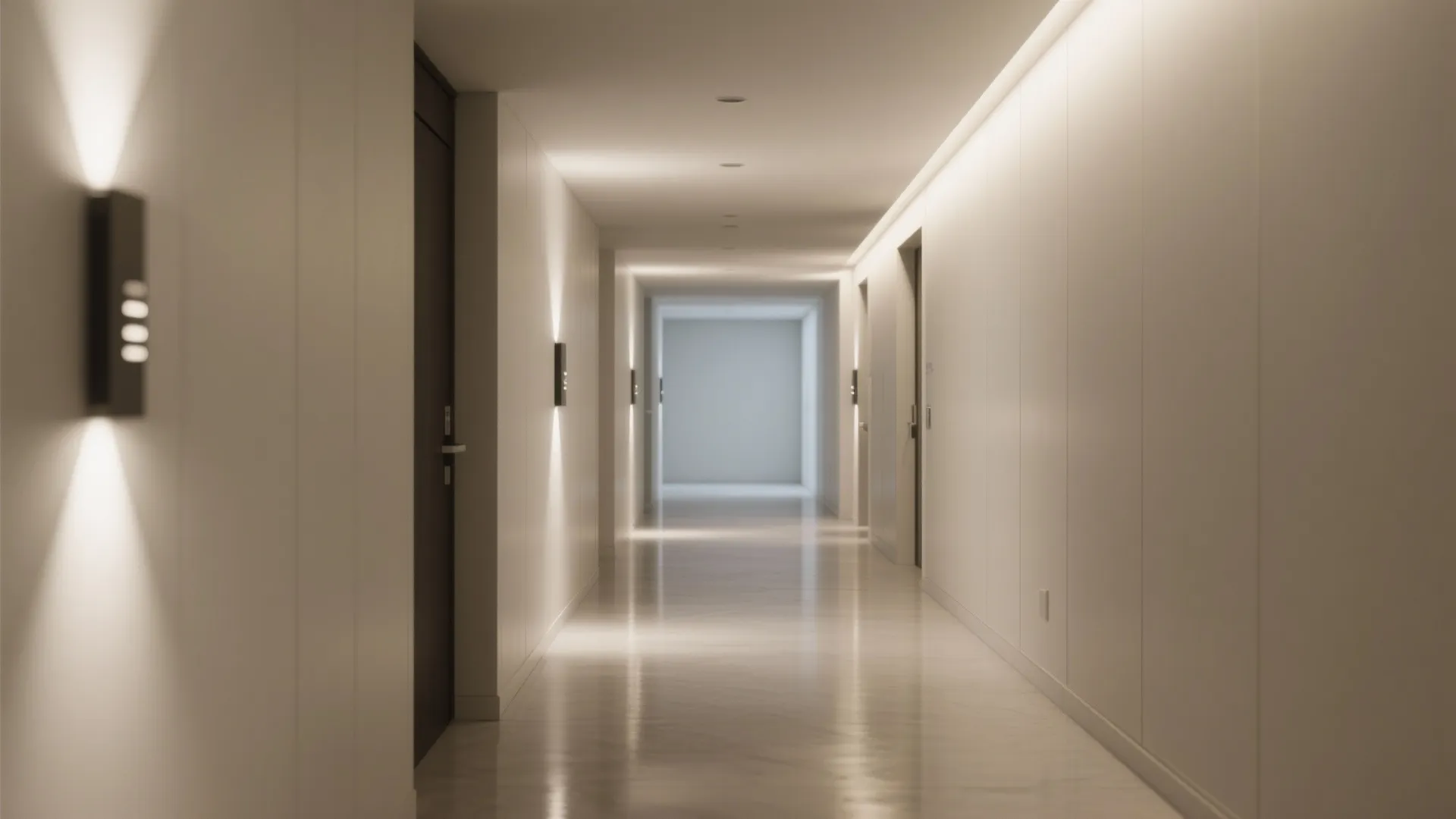 2. Recessed Wall Washers for Narrow Hallways