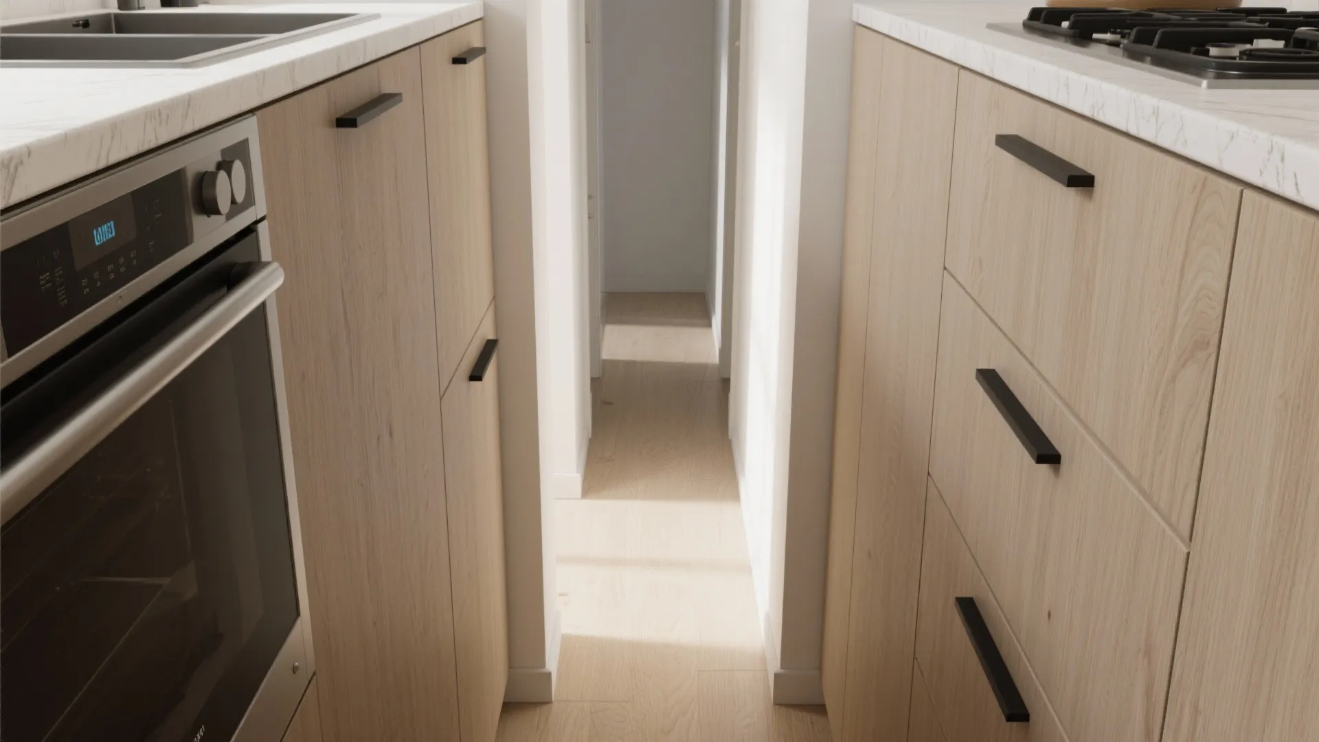 3. Recessed Black Handles for Seamless Integration