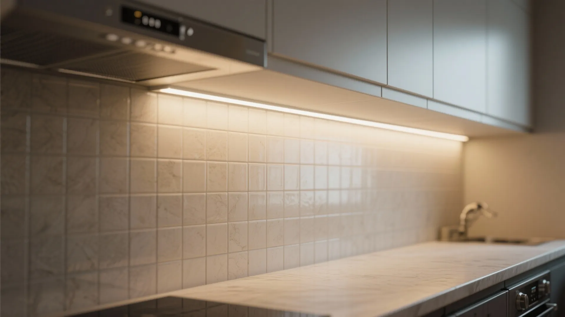 2. Recessed Linear Light Above Kitchen Backsplash