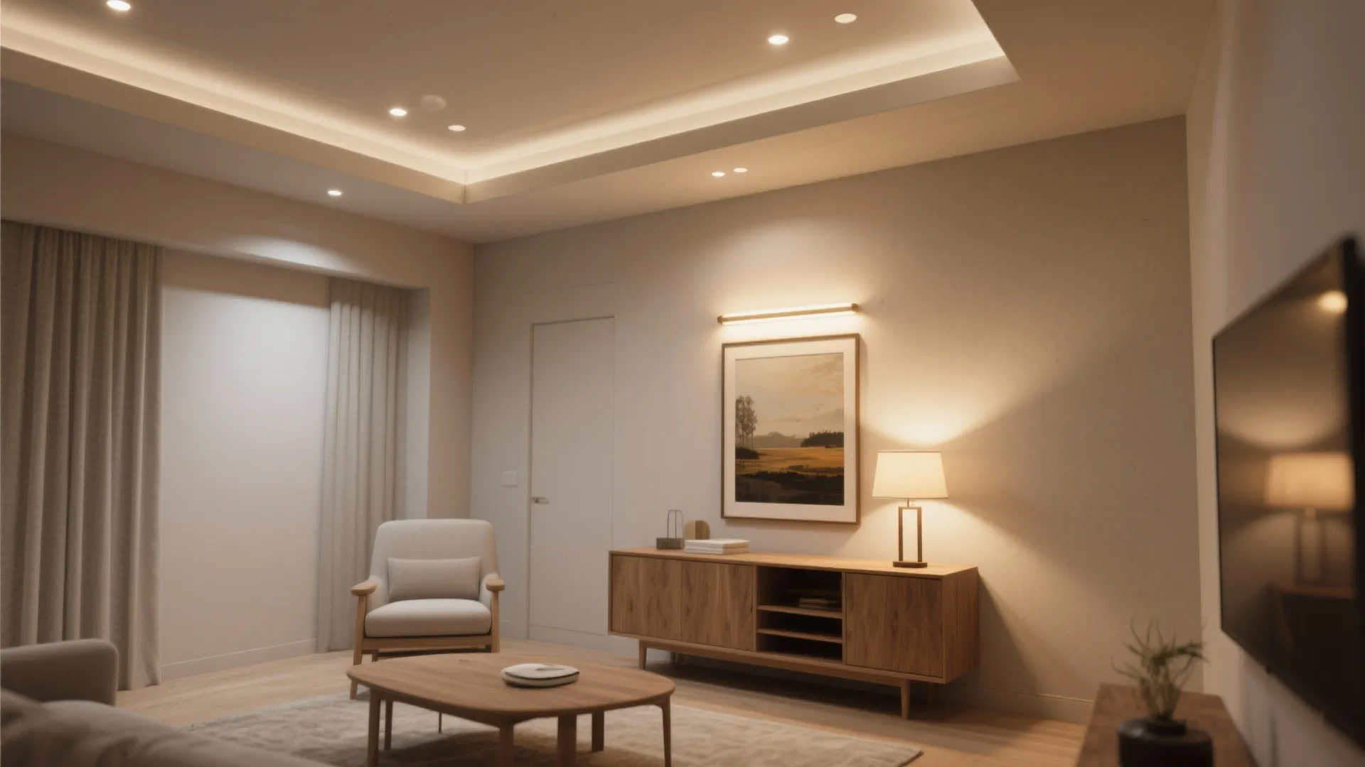 3. Recessed Lighting with Layered Accent Lights