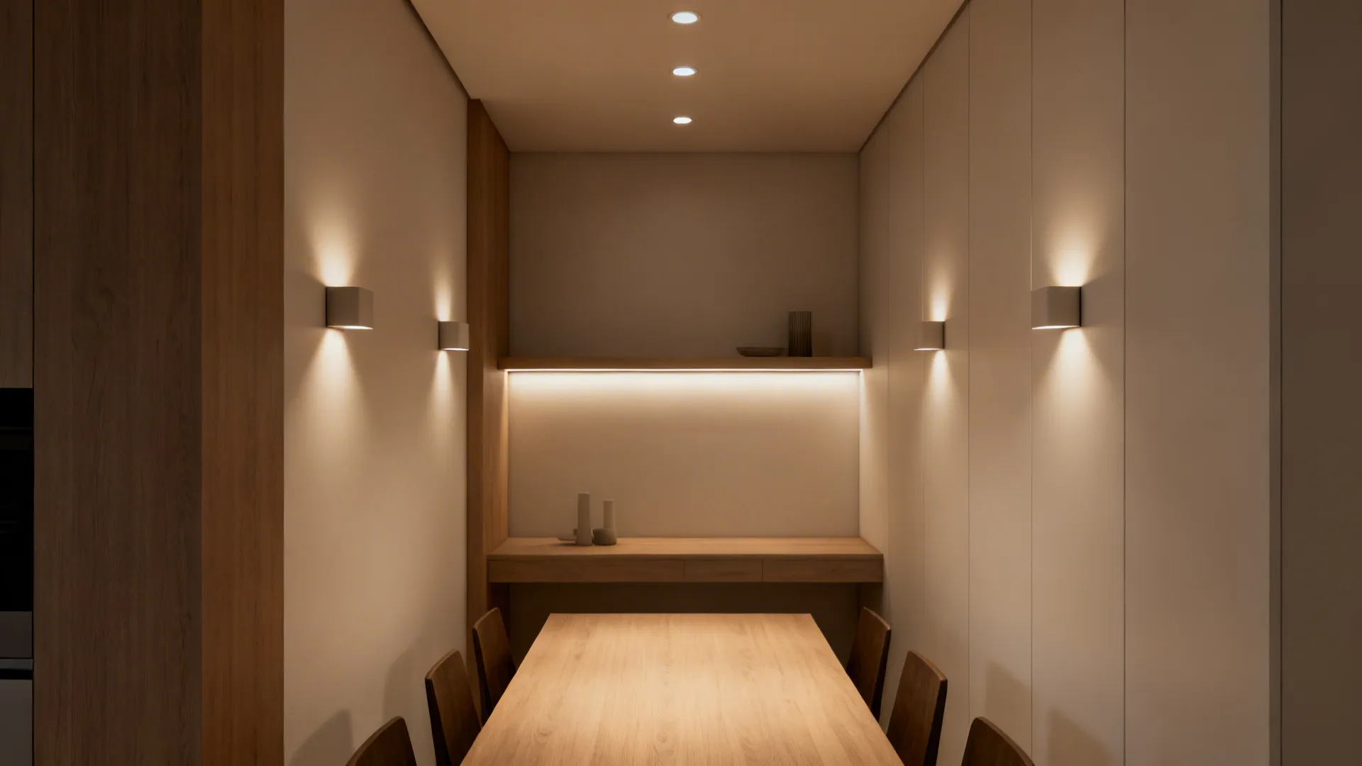 1. Recessed layers with dimmable accents