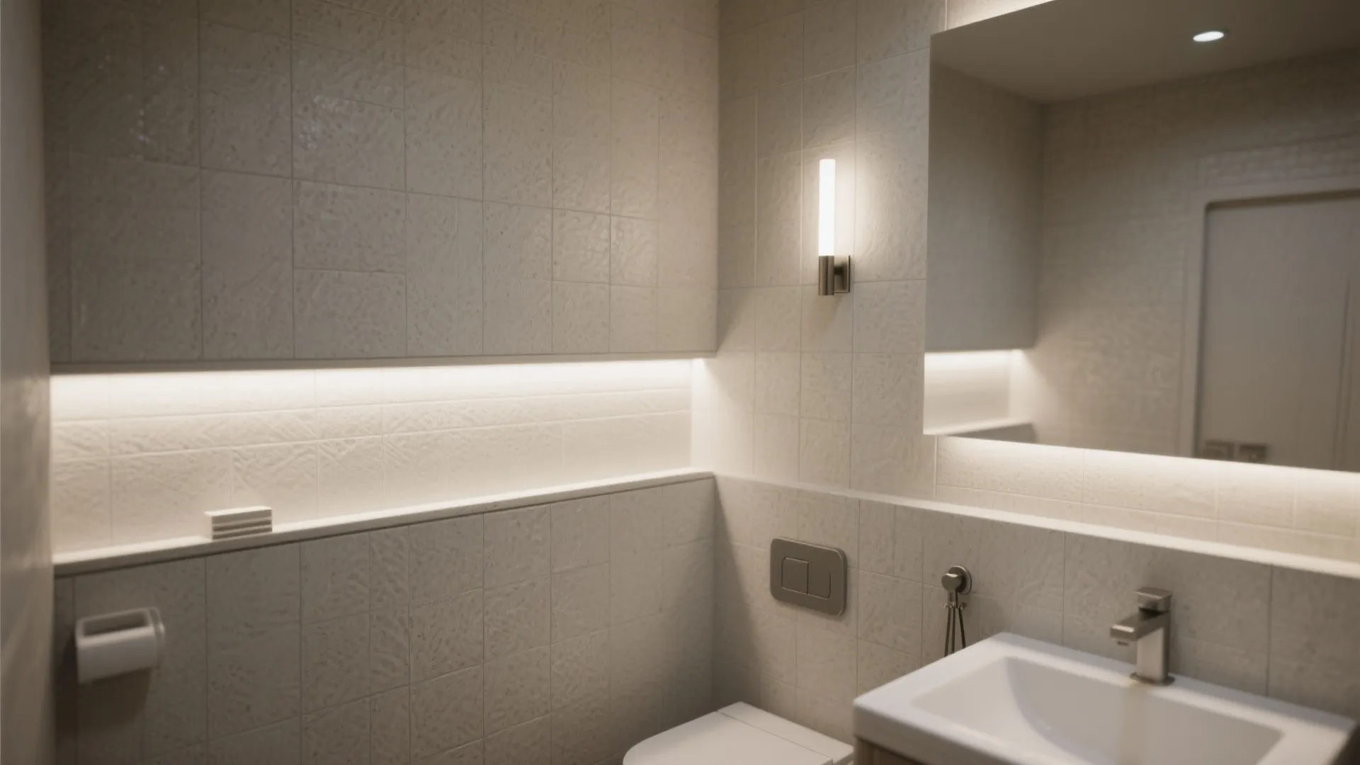 3. Recessed LED sconces for clean minimalism