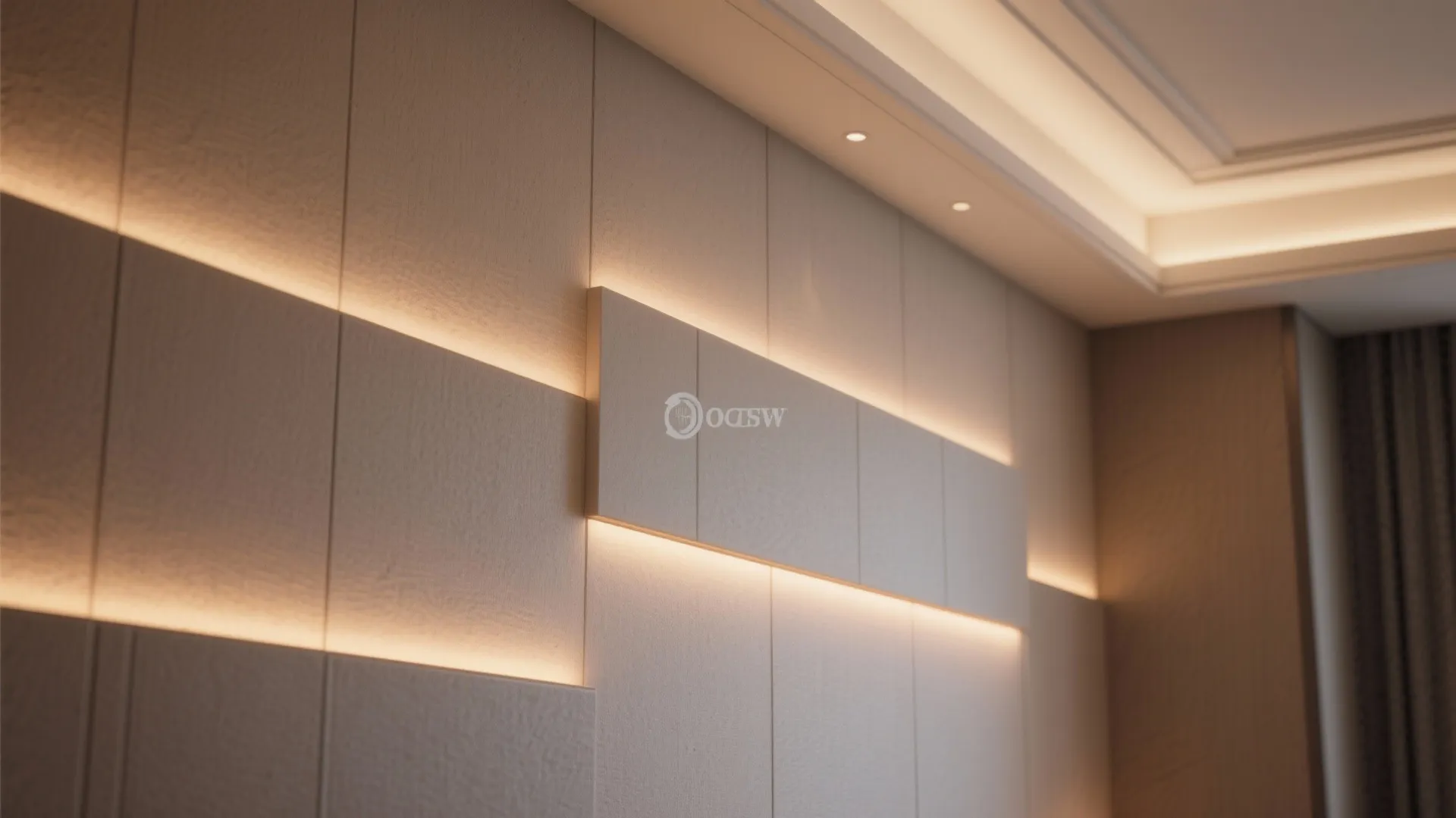5. Minimal Recessed Panels with LED Cove
