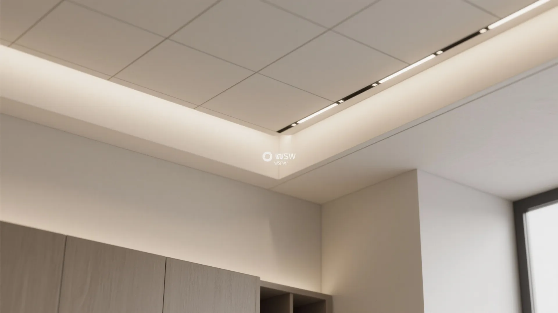 1. Recessed LED Grid for a Clean, Spacious Look