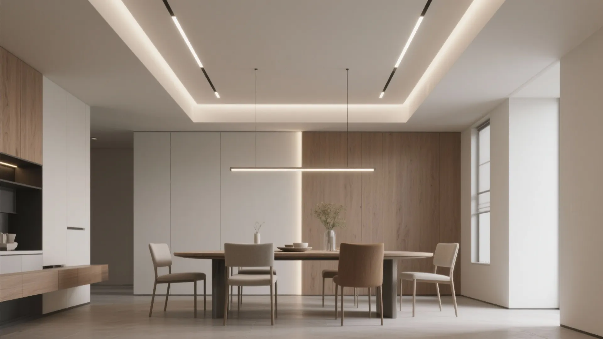 3. Recessed linear lights for a minimalist look