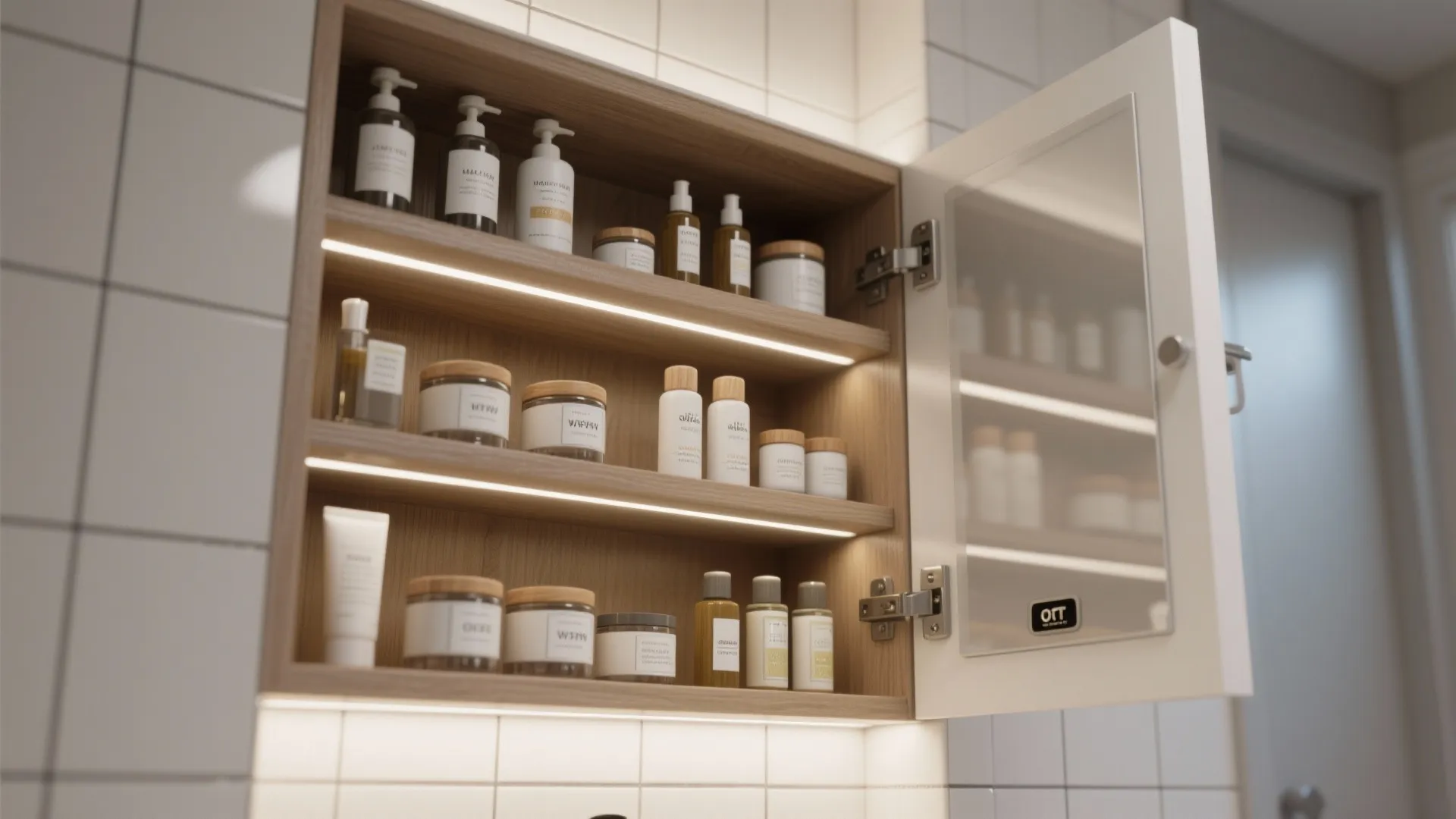 2. Recessed medicine cabinets with deep shelving