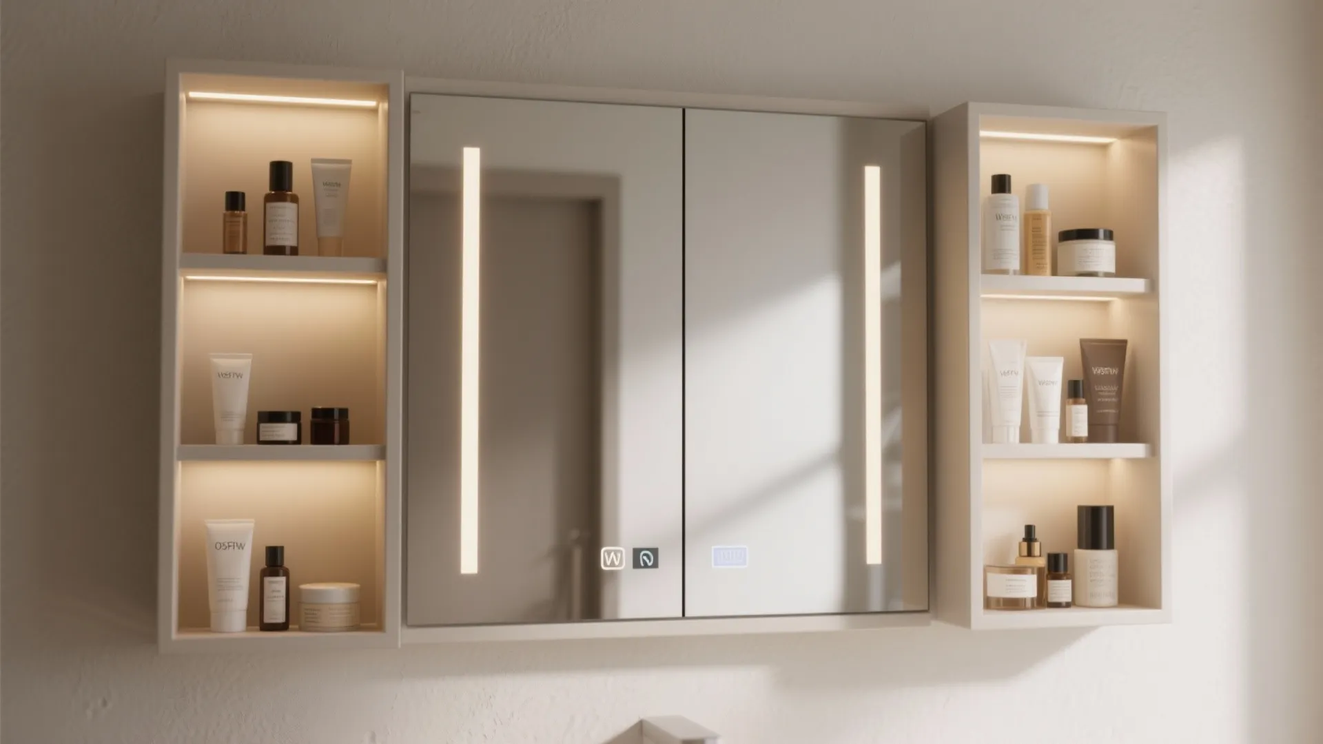 3. Recessed medicine cabinet with integrated lighting