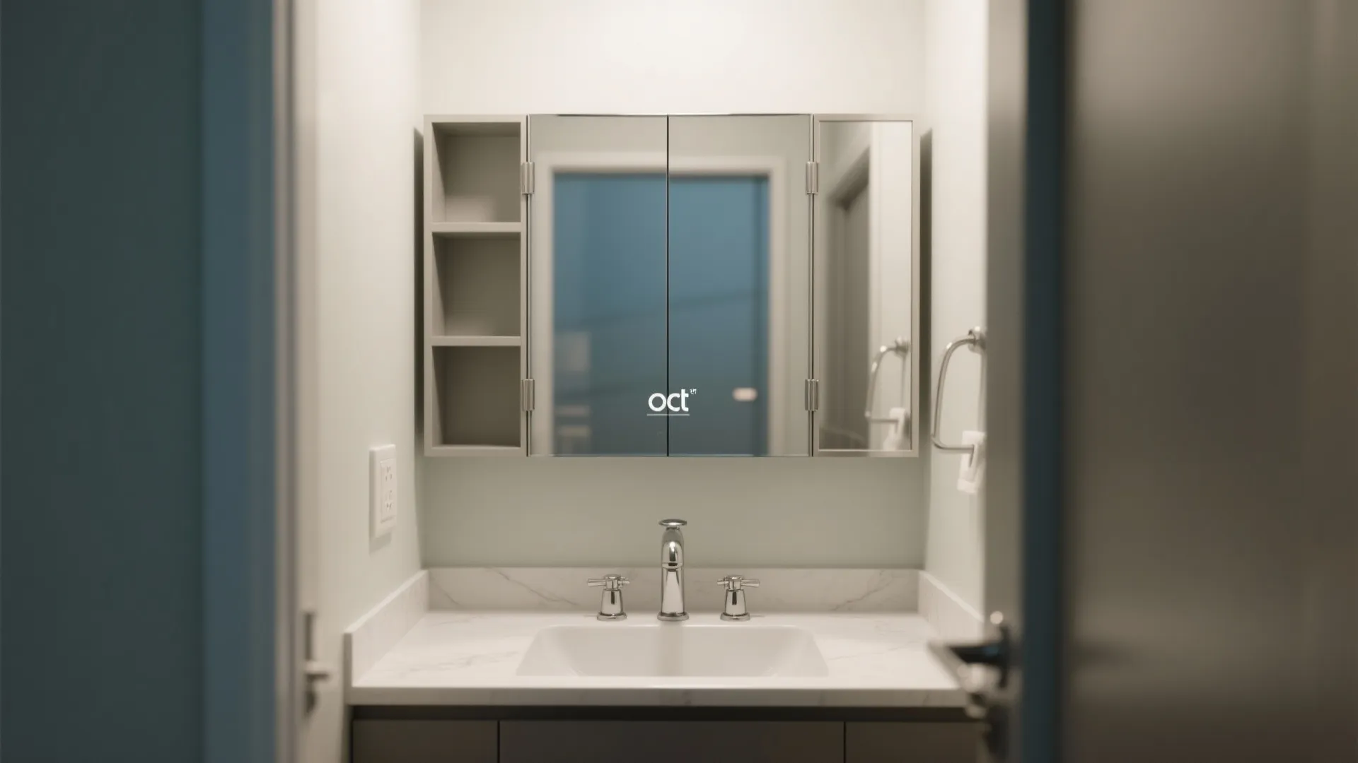 4. Use a wall mirror or medicine cabinet to extend function